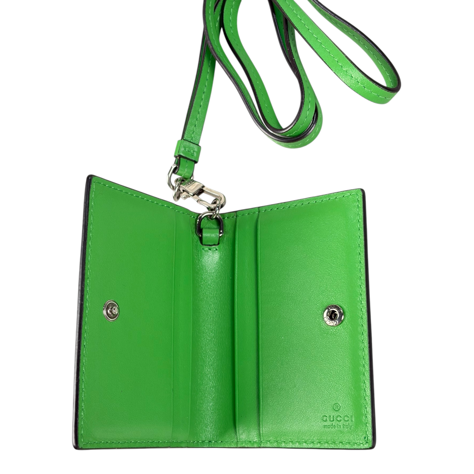 Gucci Jumbo GG Leather Card Wallet w/Detachable Strap