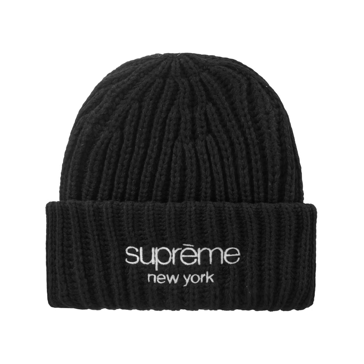 Supreme Classic Logo Chunky Ribbed Beanie (FW26) Black
