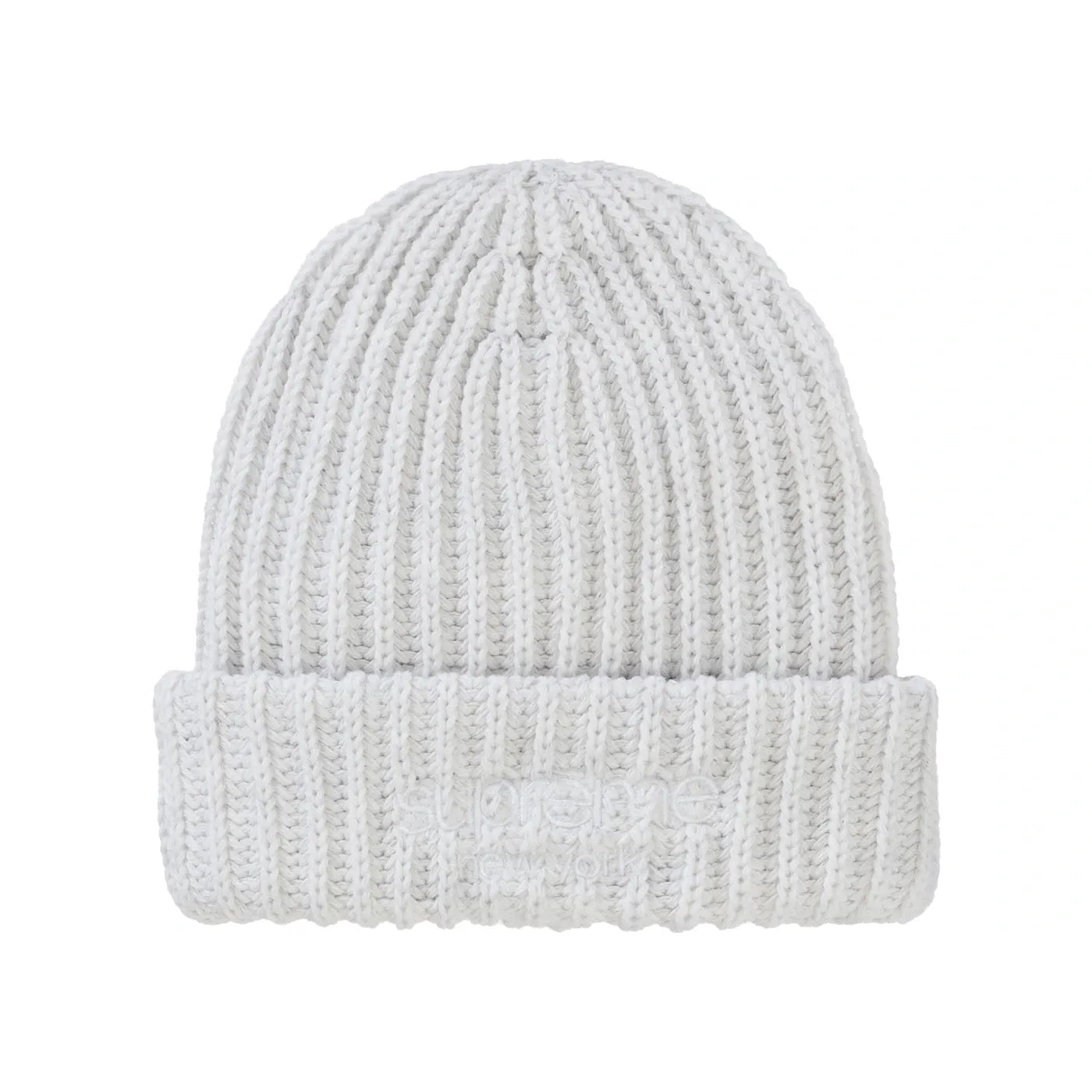 Supreme Chunky Rib Classic Logo Beanie White