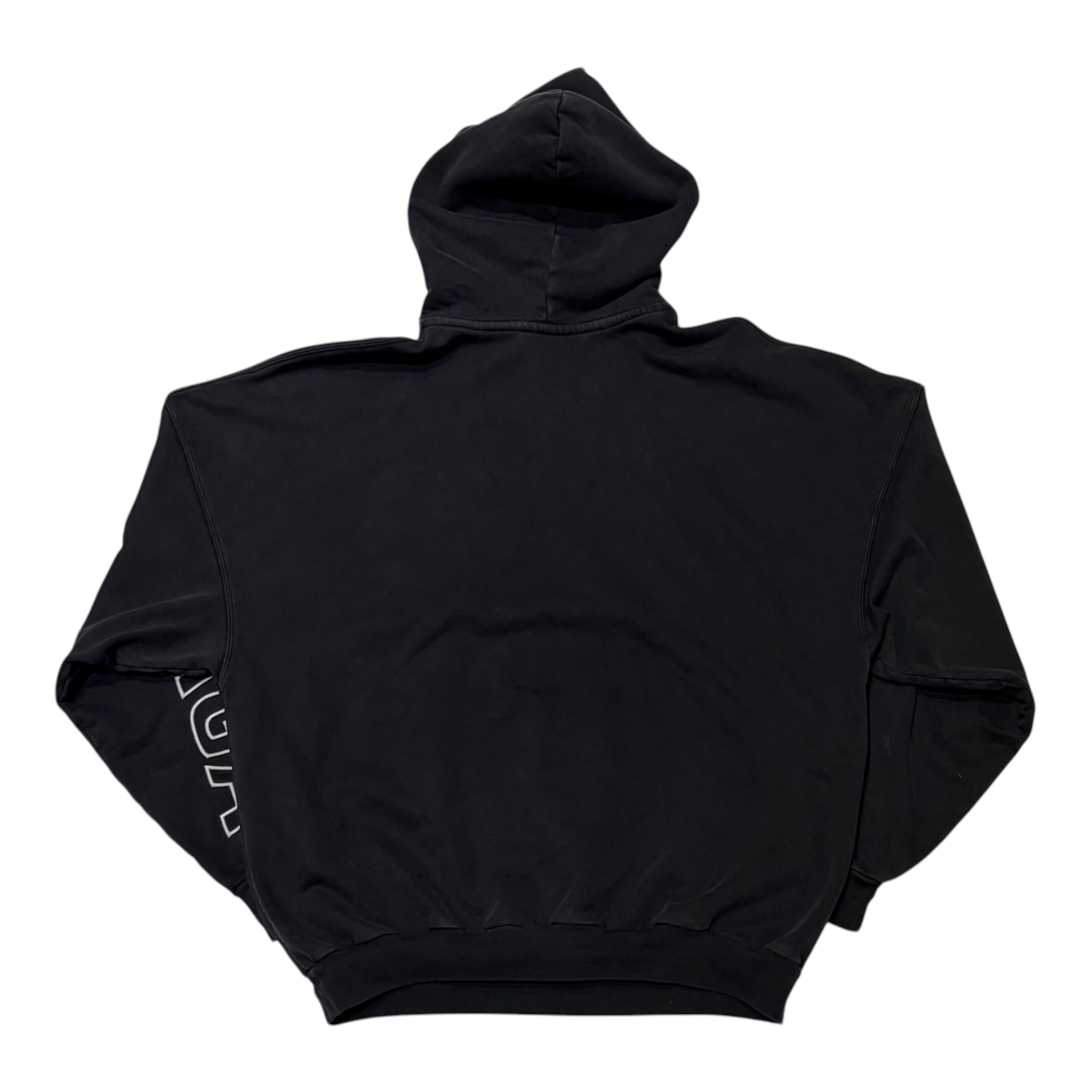 Balenciaga Logo Embroidered Oversized Hoodie Washed Black/White