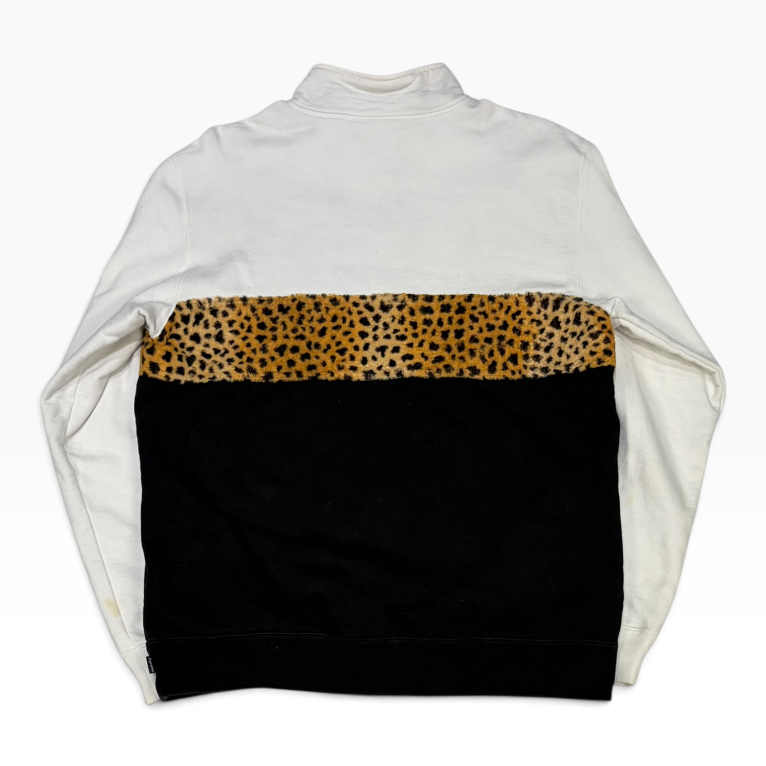 Supreme Leopard Panel Half Zip Sweatshirt White