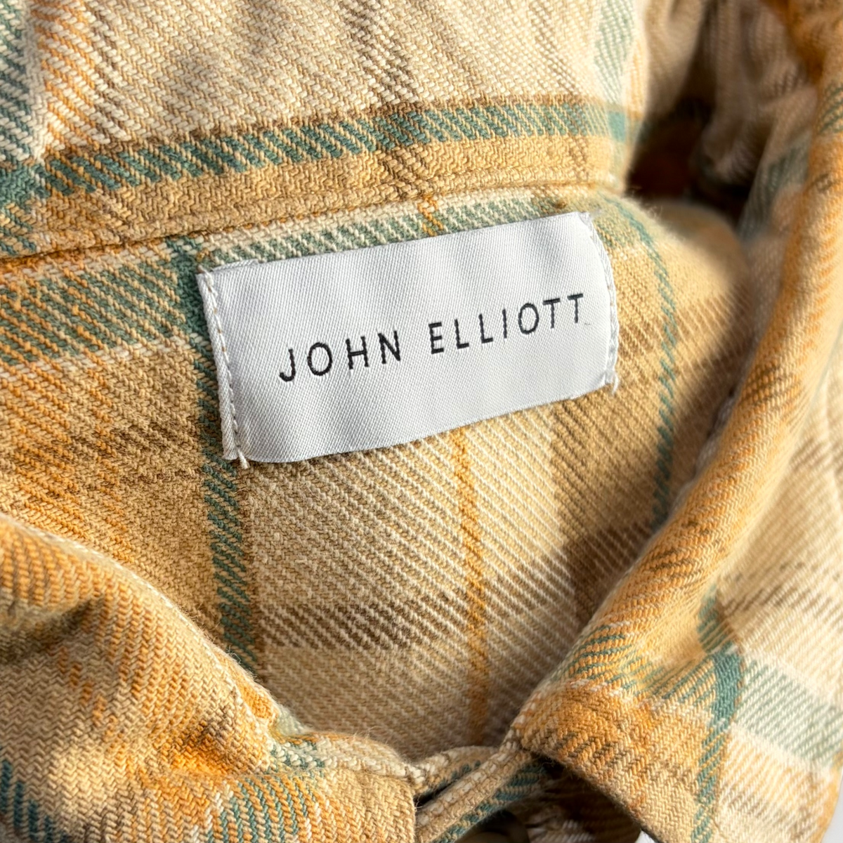John Elliot Hemi Oversized Flannel Shirt Beige/Golden Yellow