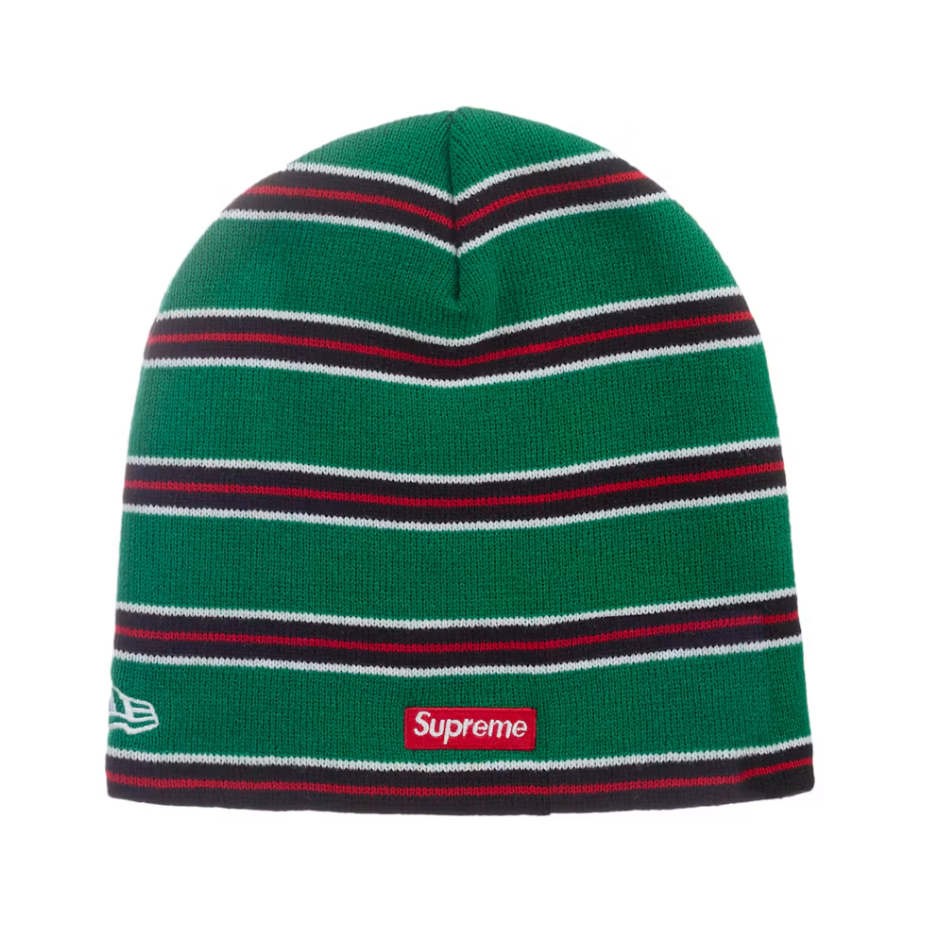Supreme New Era Stripe Beanie Green
