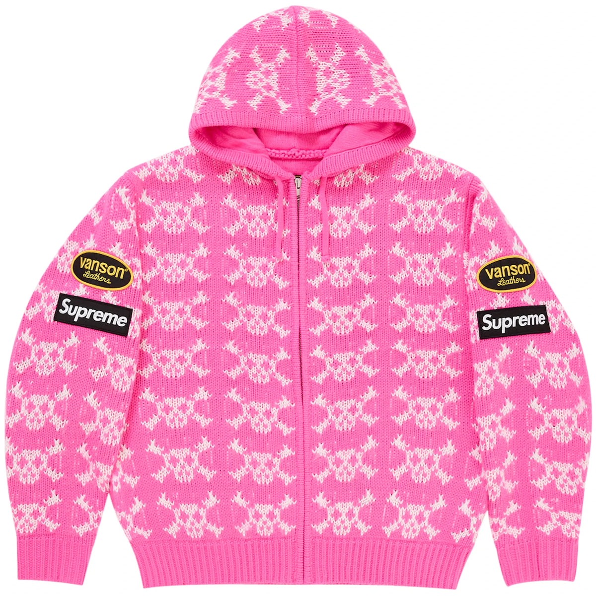 Supreme Vanson Leathers Skull Zip Up Hooded Sweater