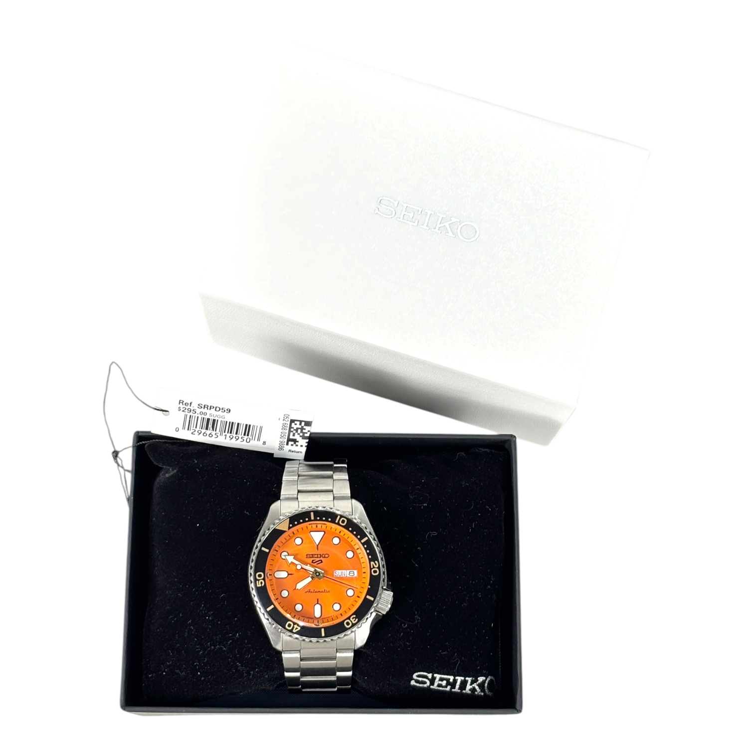 Seiko 5 Sports Automatic Orange-Dial & Black Bezel Men's Watch