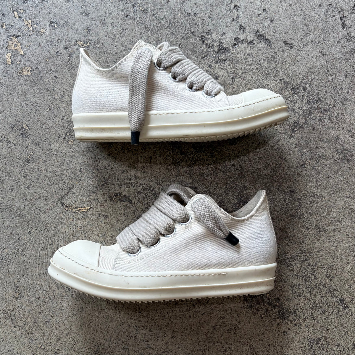Rick Owens DRKSHDW Jumbolace Low Denim Sneakers Milk