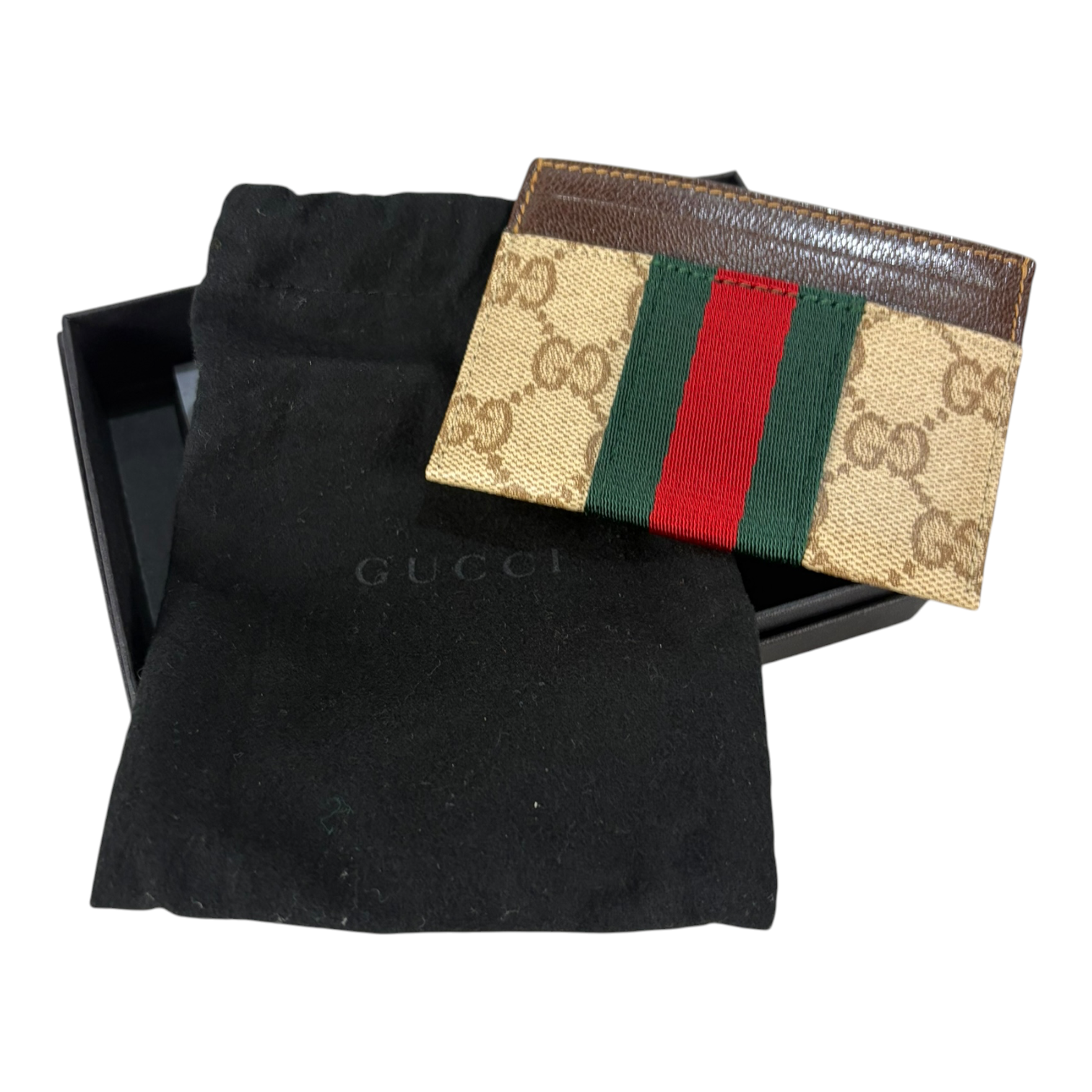 Gucci Card Case with Web Beige