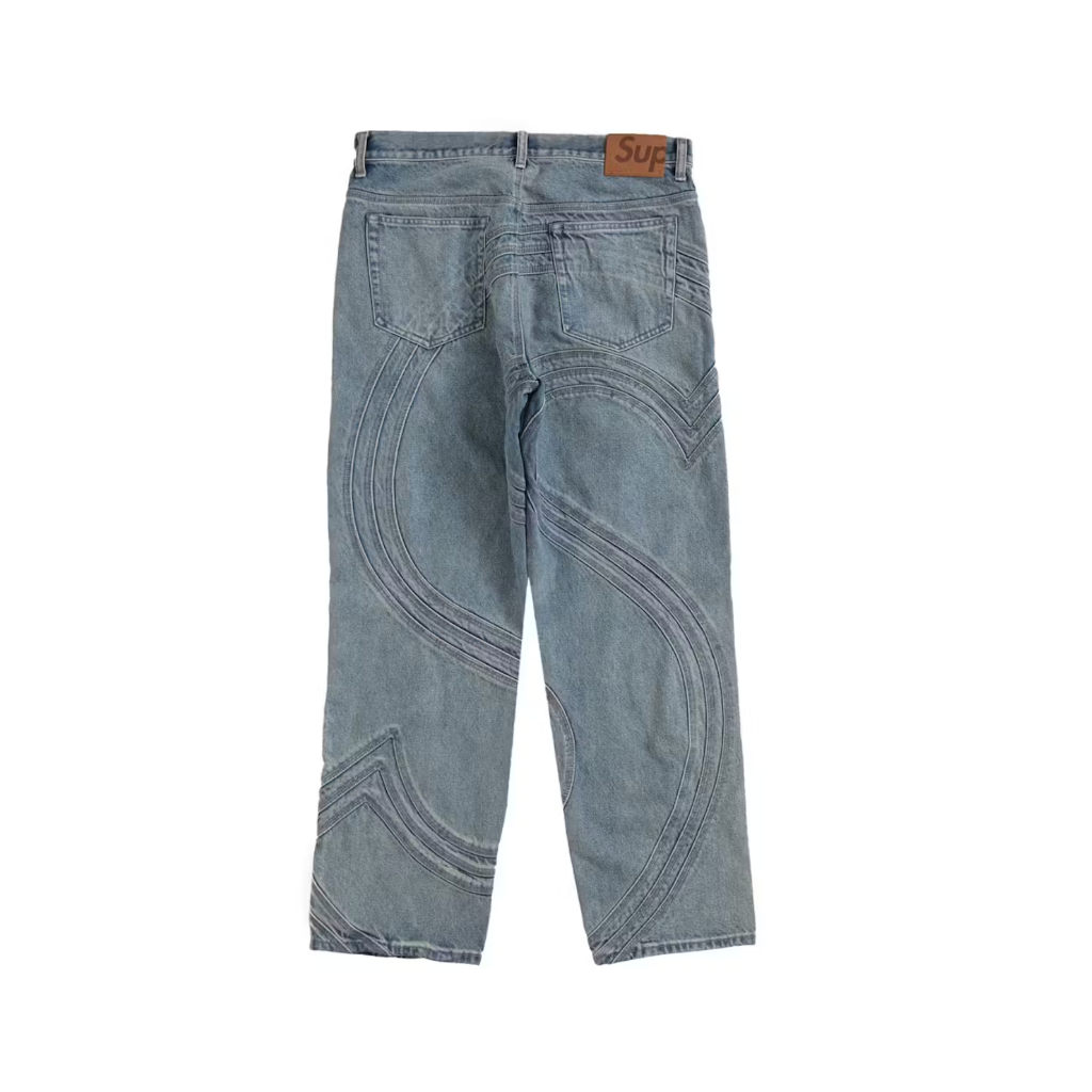 Supreme S Logo Loose Fit Jean Washed Blue