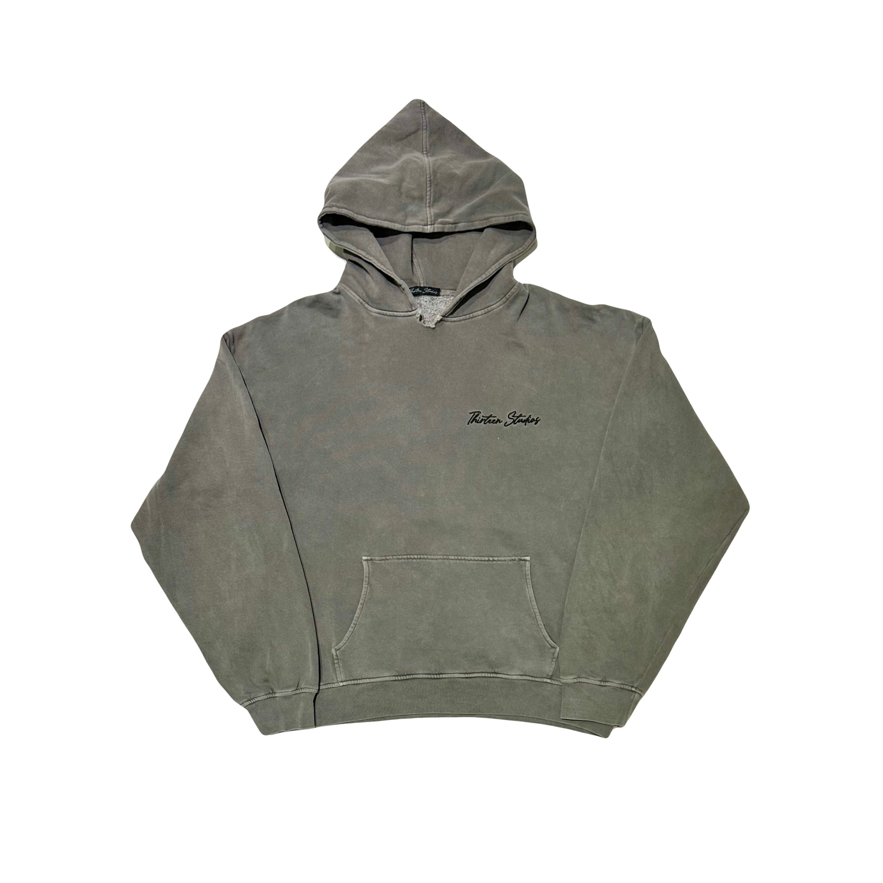 Thirteen Studios Made in USA Hoodie Washed Black