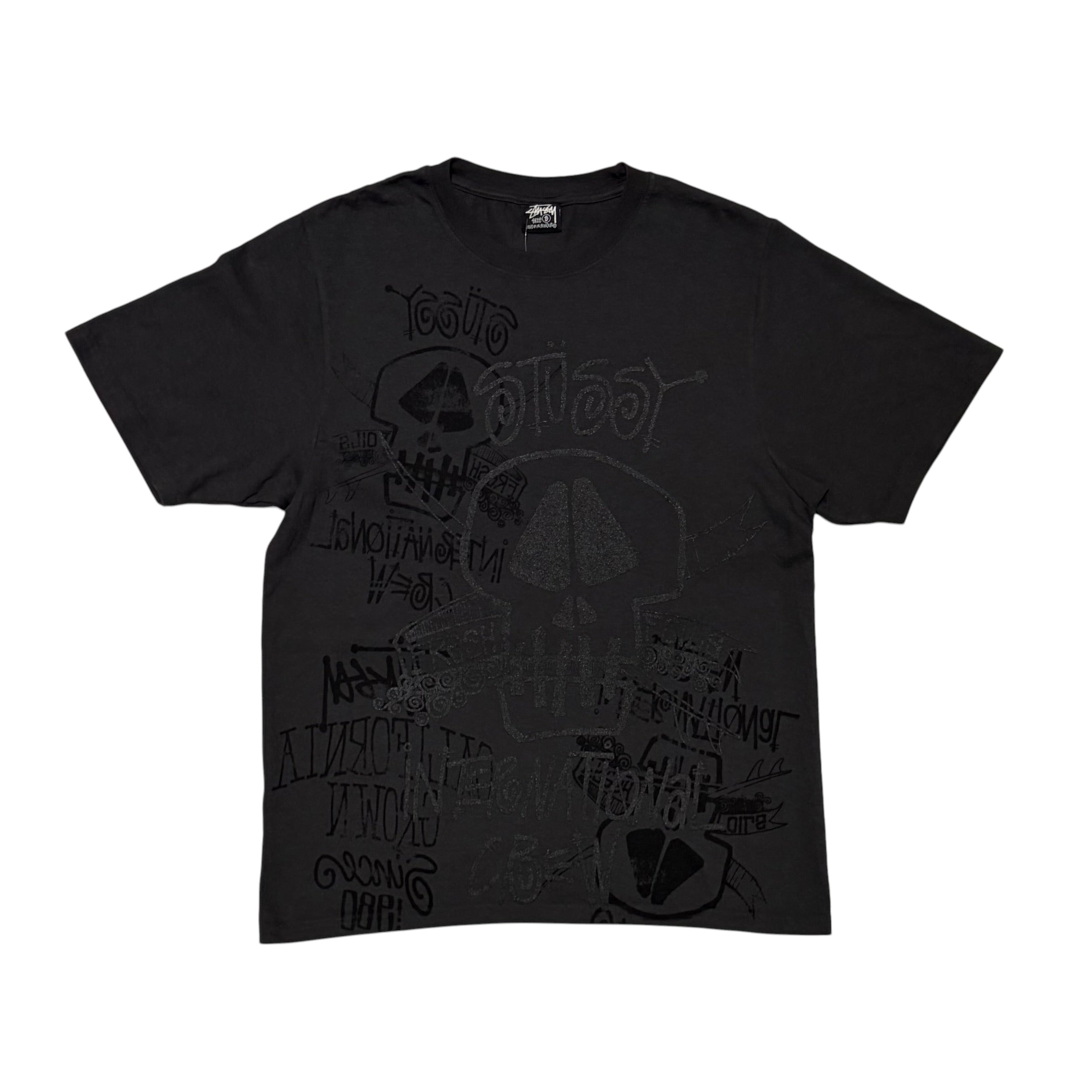 Stussy Skulls Tee Pigment Dyed Faded Black