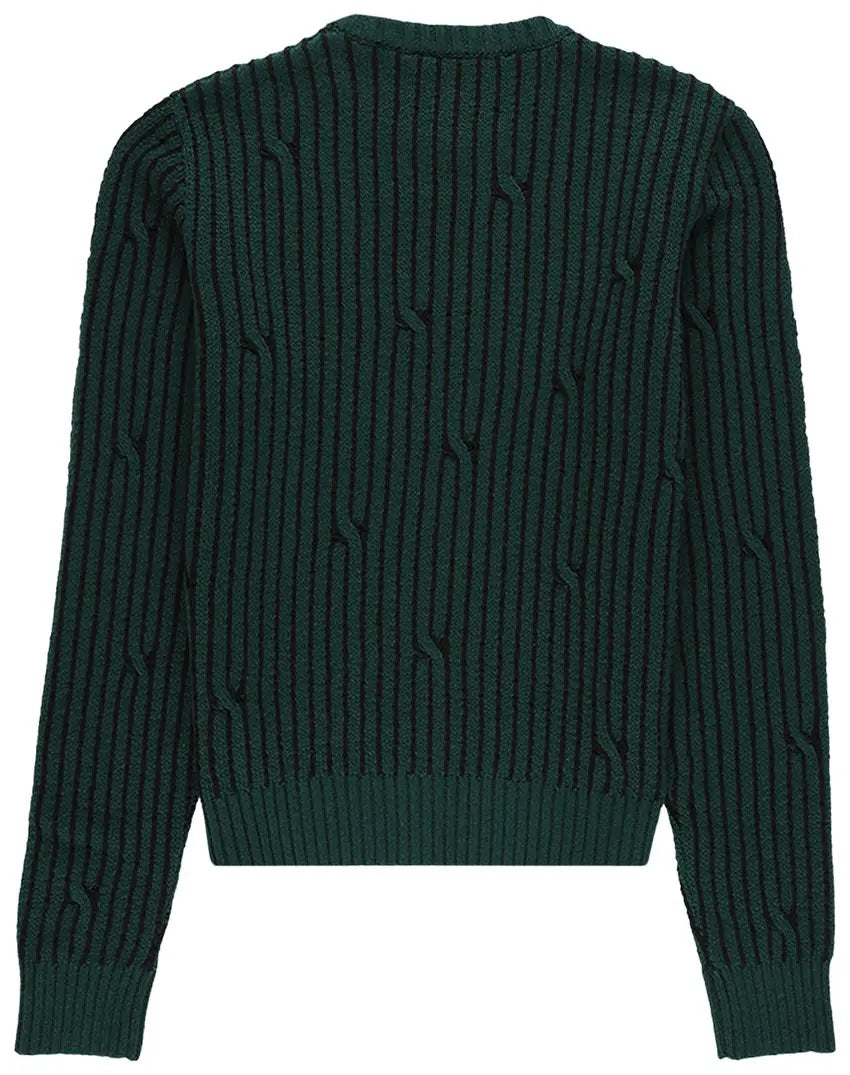 Off-White Cabled Sweater Dark Green