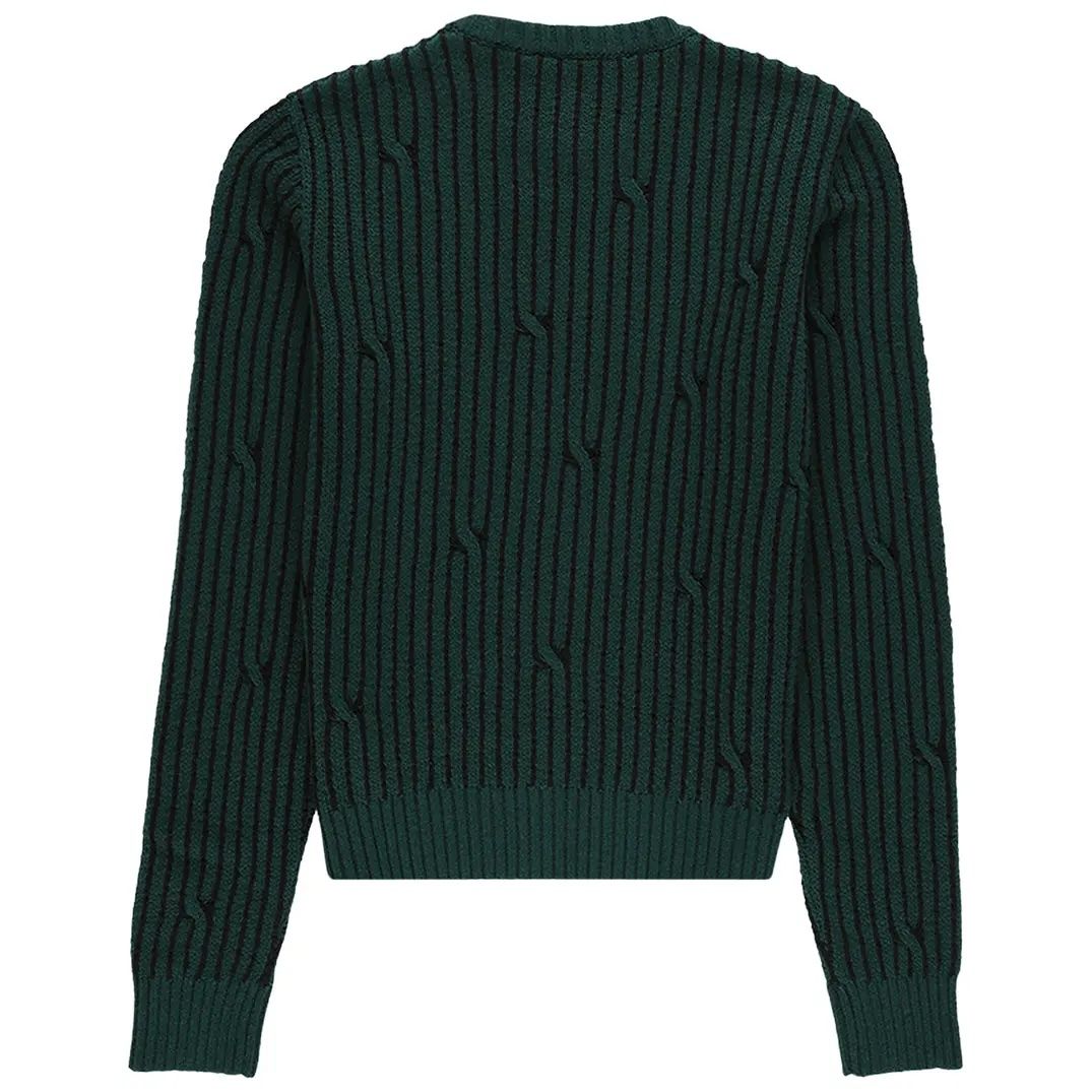 Off-White Cabled Sweater Dark Green