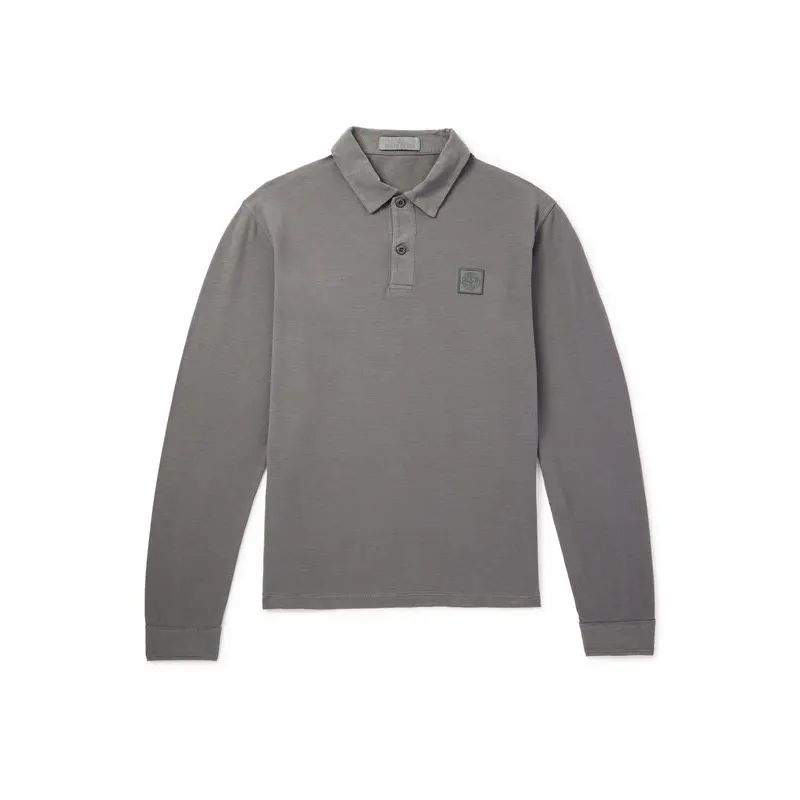 Stone Island Ghost Logo-Appliquéd Cotton-Jersey Polo Shirt
