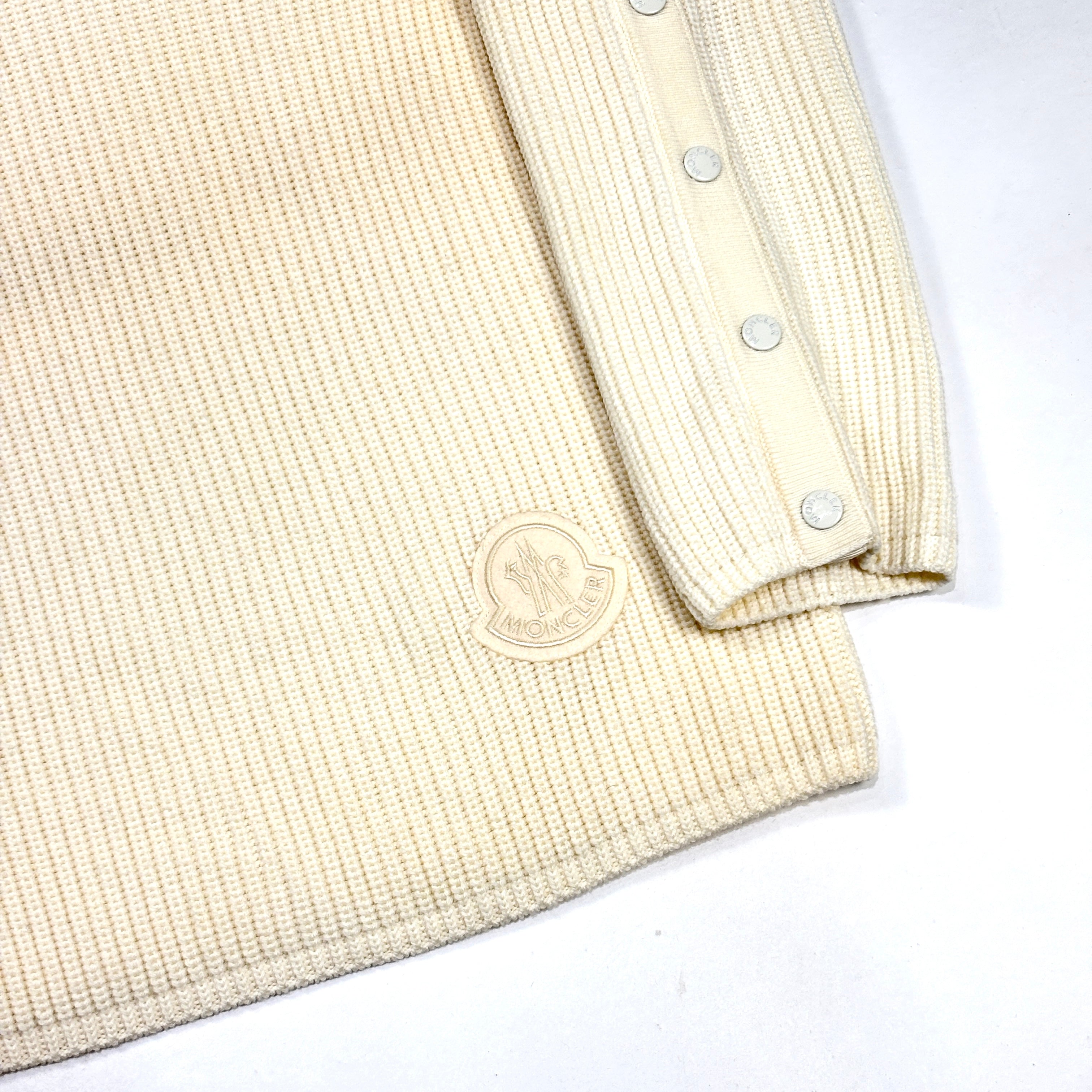 Moncler Snap Sleeve Sweater Cream
