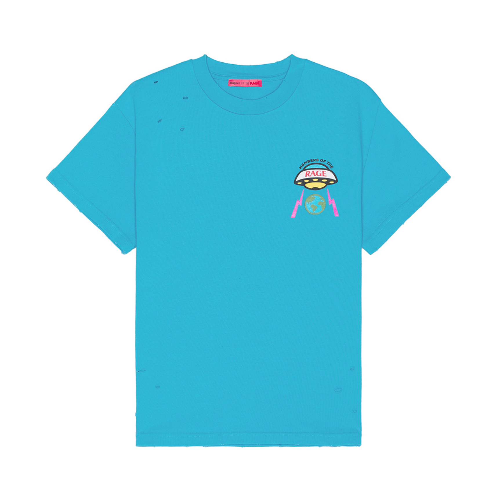 Members of The Rage Distressed Small Logo T-Shirt Turquoise