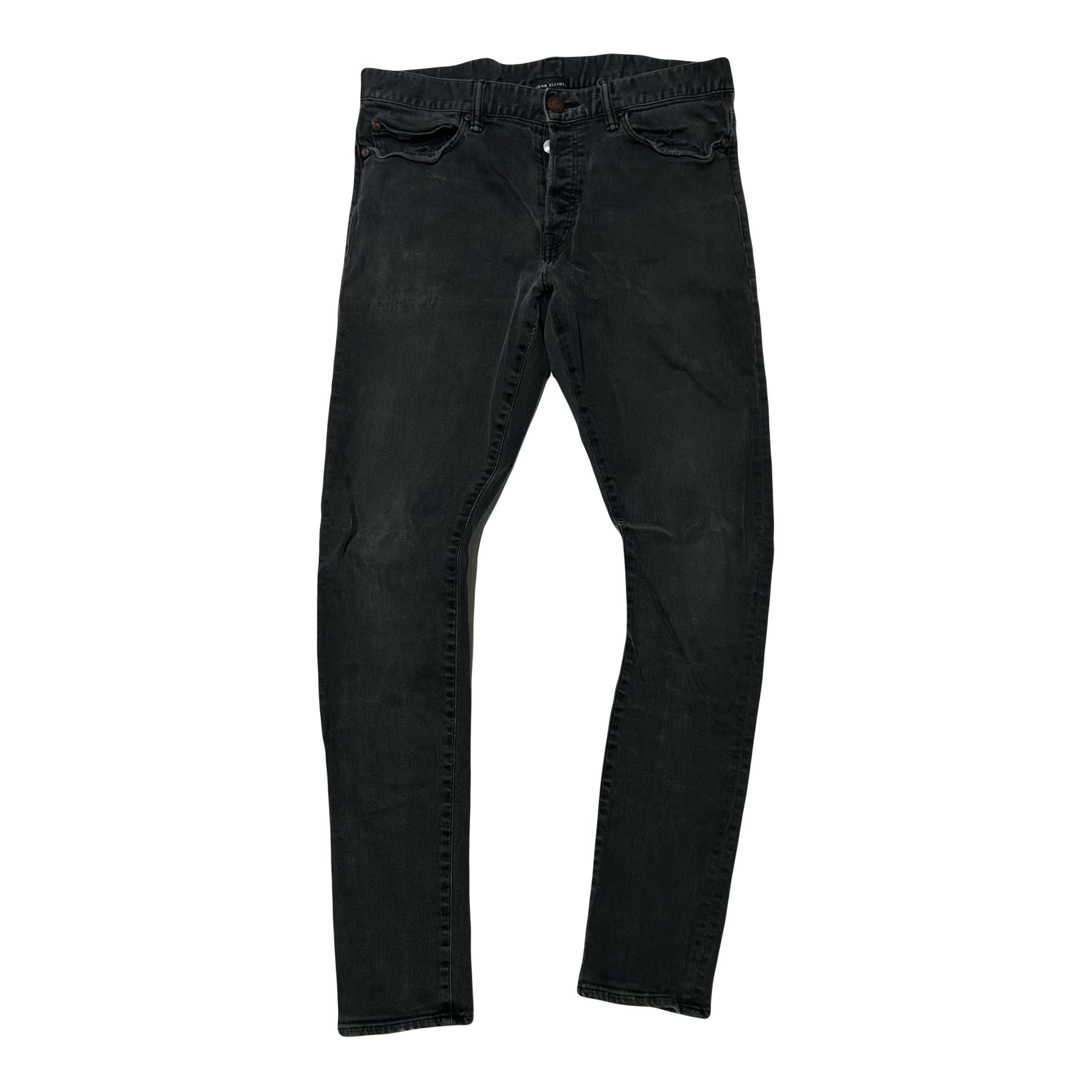 John Elliott Distressed Skinny Jeans Washed Black
