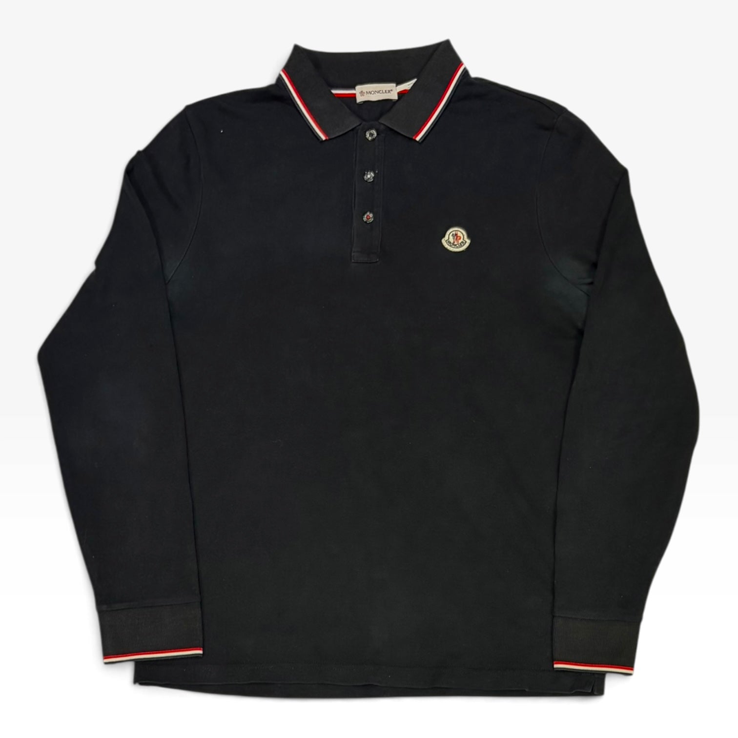 Moncler Pique Polo LS Black