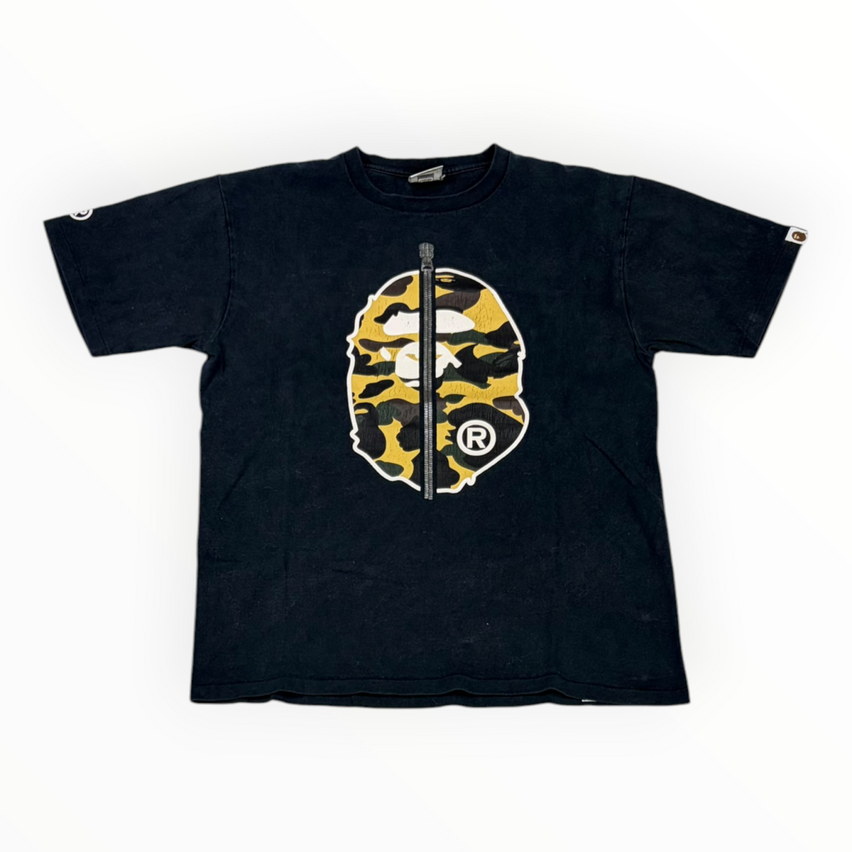 BAPE Camo Zipper Ape Head Tee Black