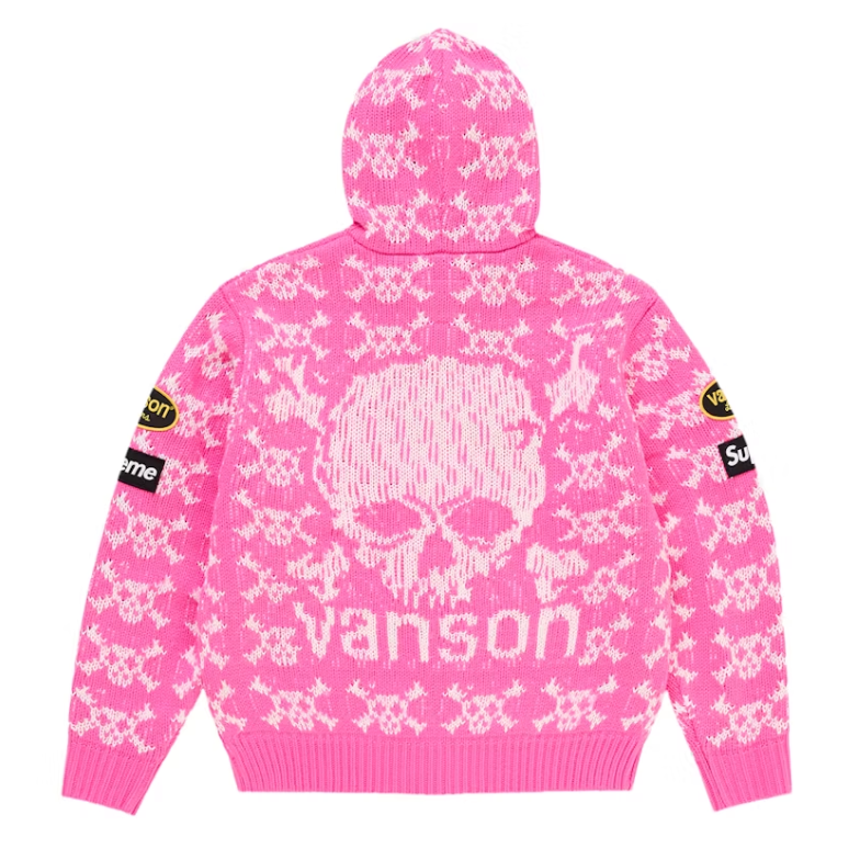 Supreme Vanson Leathers Skull Zip Up Hooded Sweater