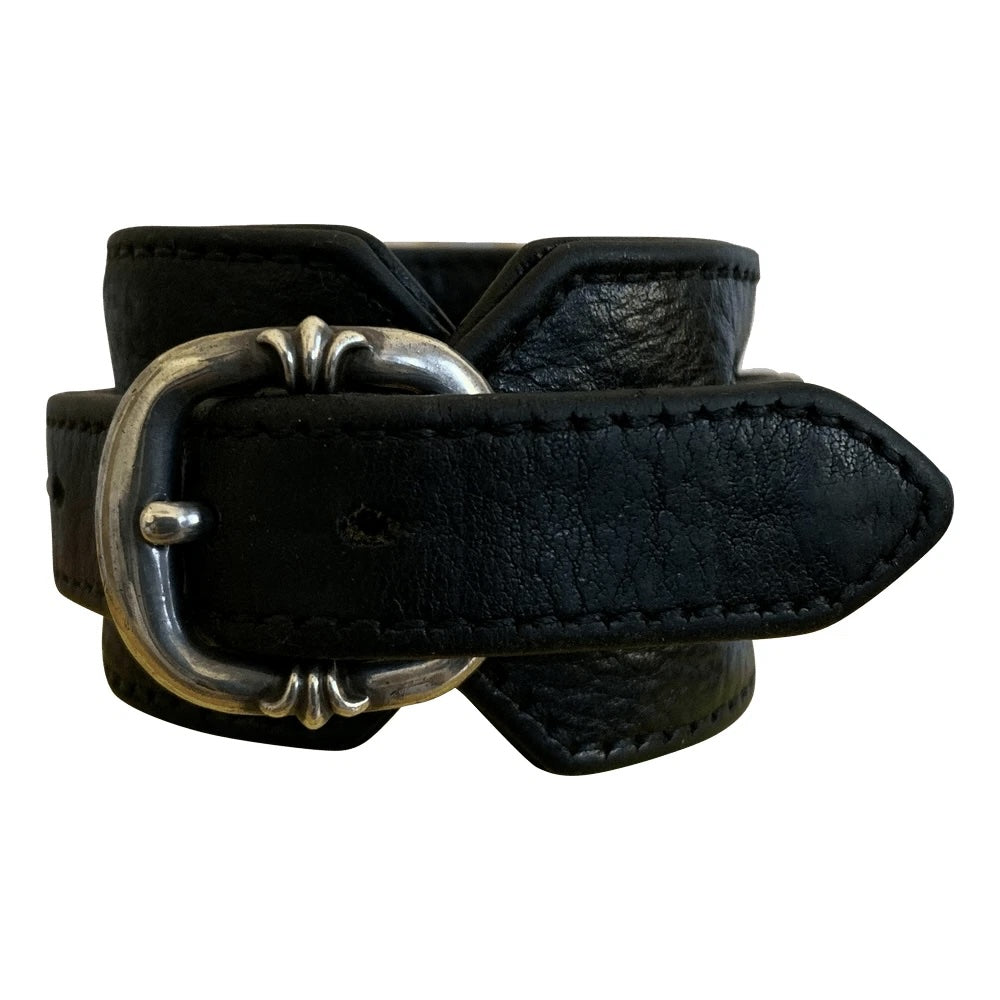 Chrome Hearts Adjustable Leather Silver Gunslinger Bracelet