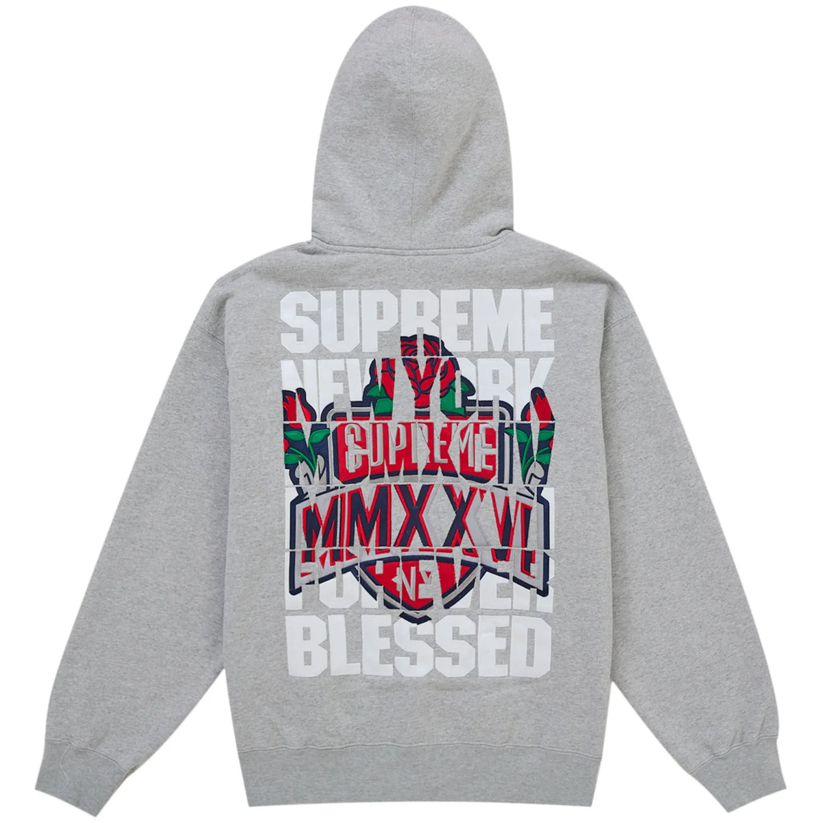 Supreme Blessed Applique Zip Up Hooded Sweatshirt Heather Grey