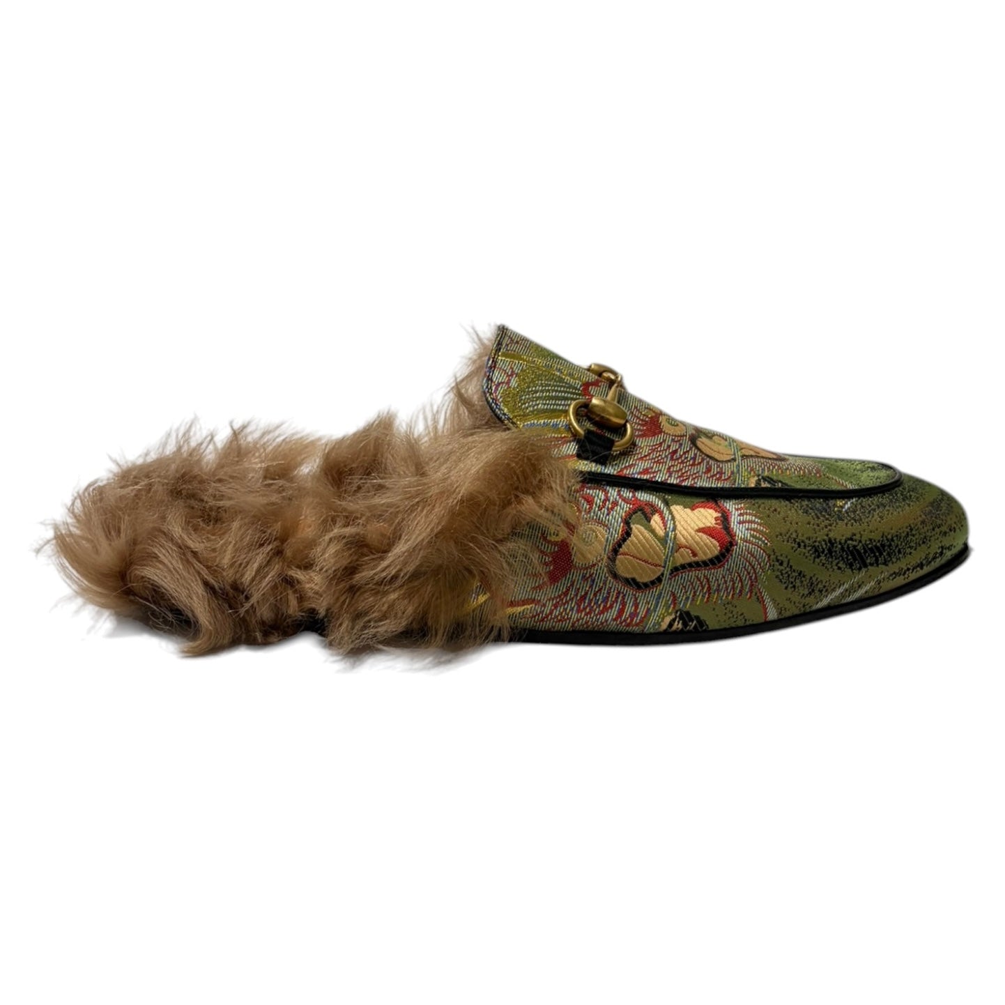 Gucci Princetown Jaqcquard Silk Dragon Loafers