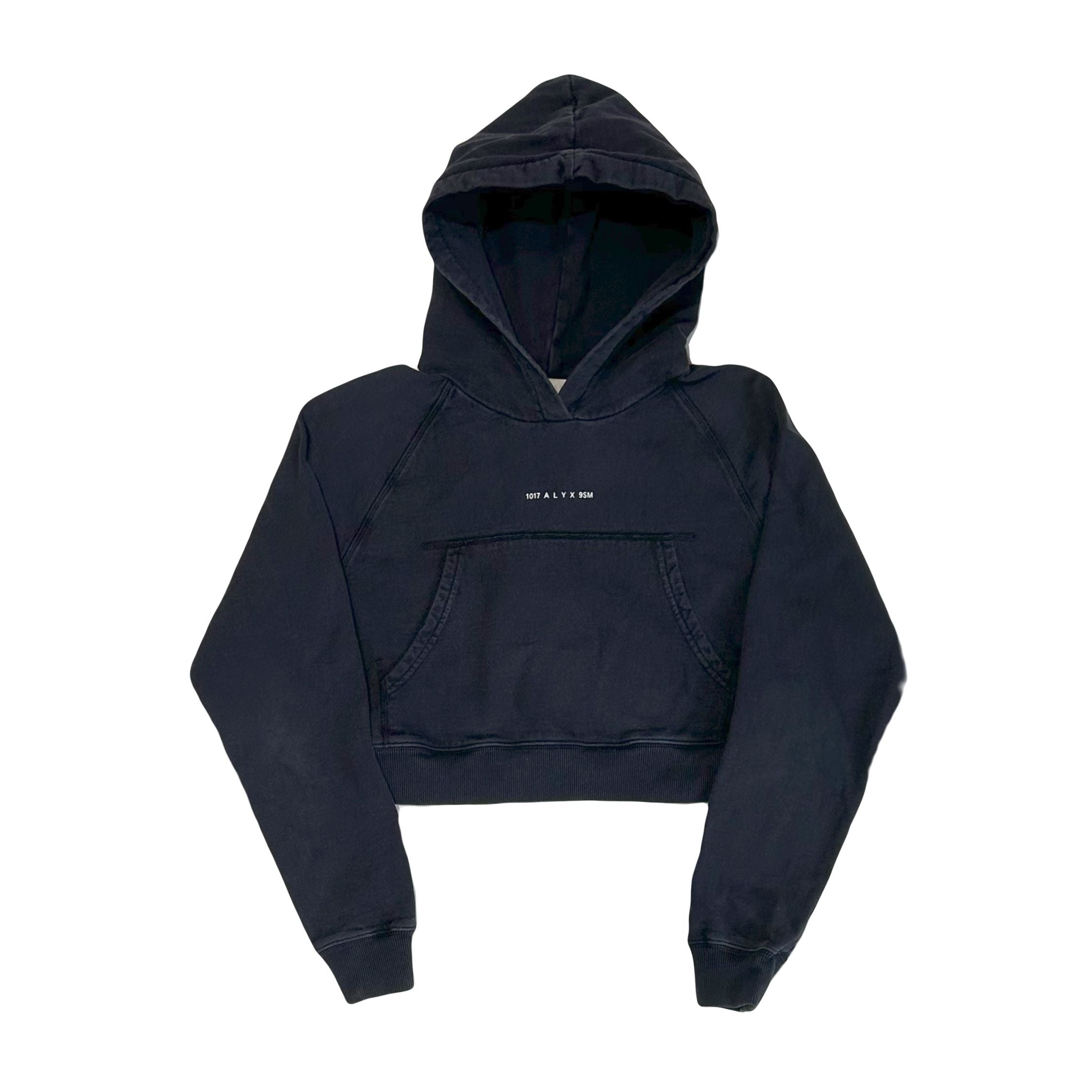 1017 ALYX Women's Cropped Printed Logo Hoodie Black