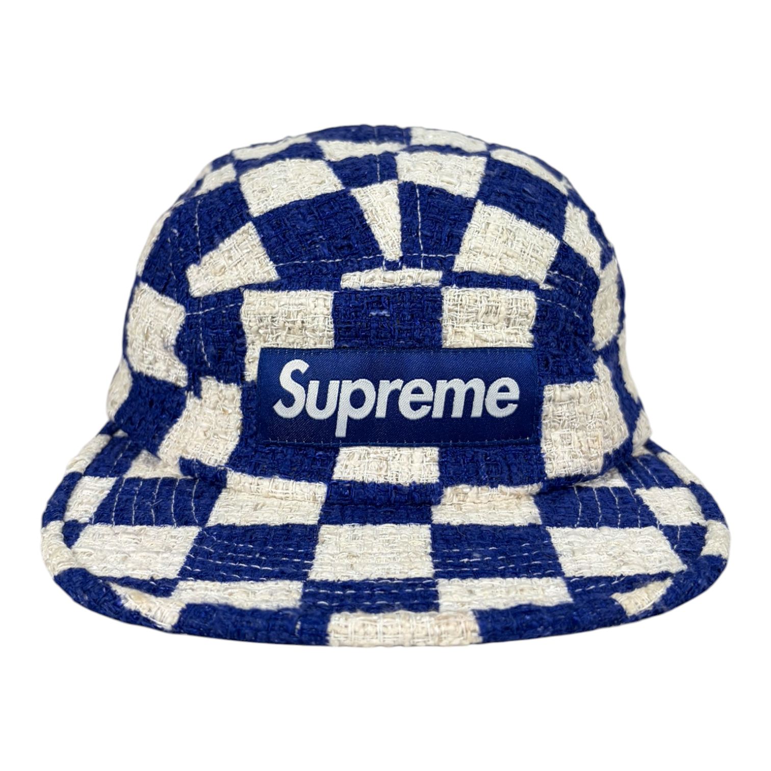 Supreme Checkerboard Boucle Camp Cap Royal