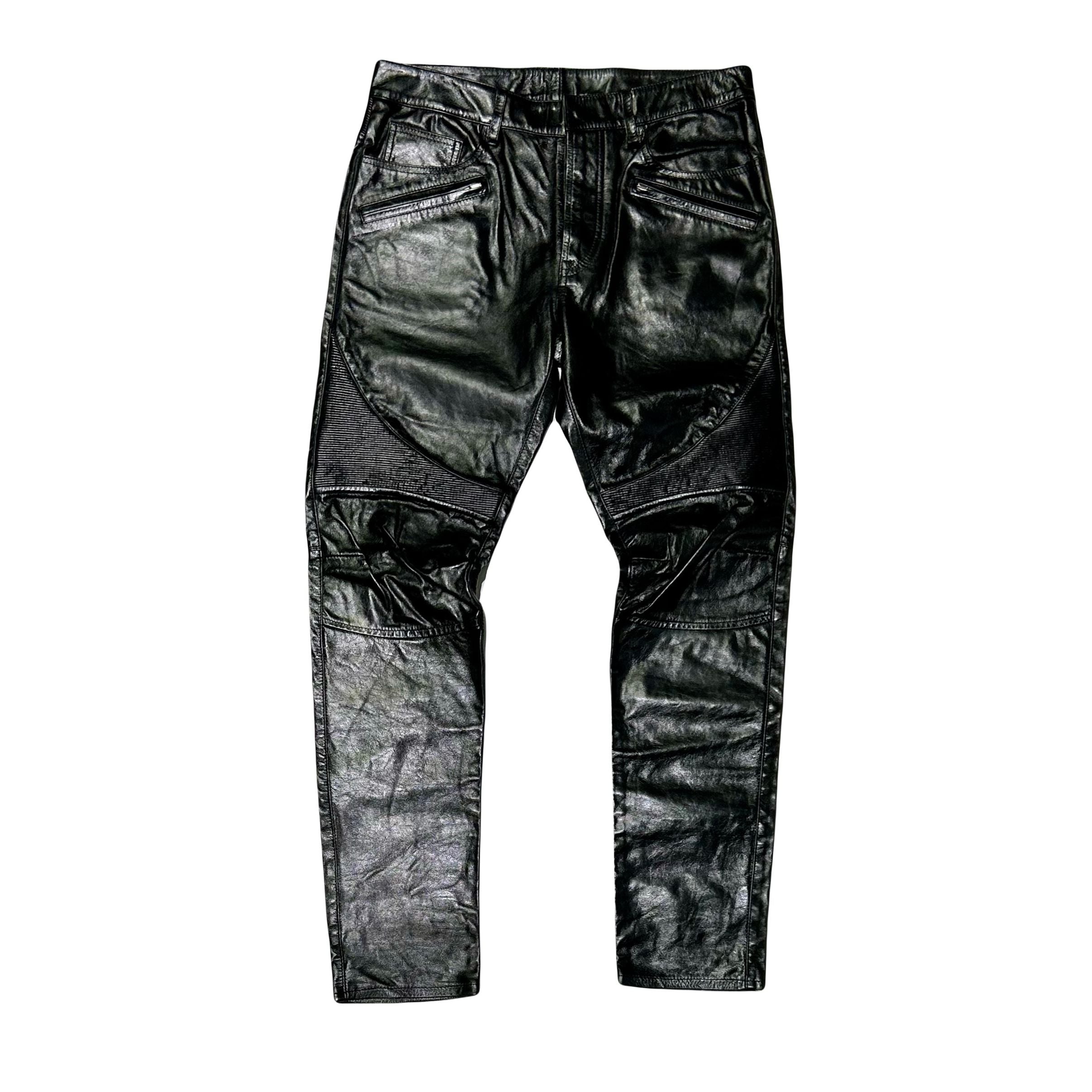 Marcelo Burlon Leather Bike Pants Black