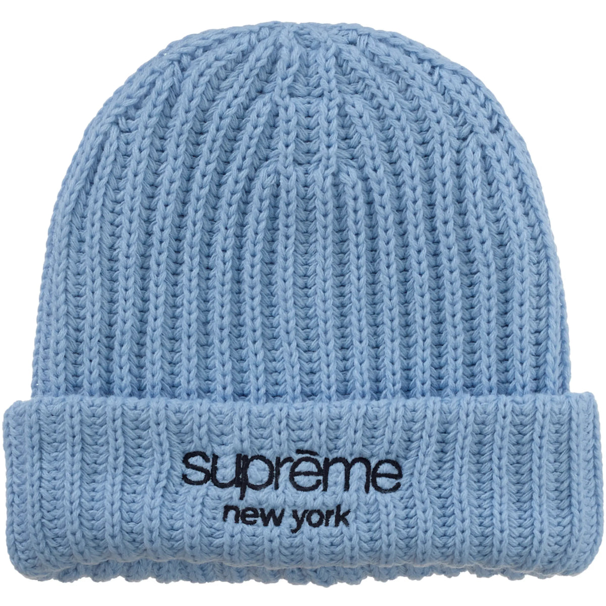 Supreme Classic Logo Chunky Ribbed Beanie (FW26) Light Blue