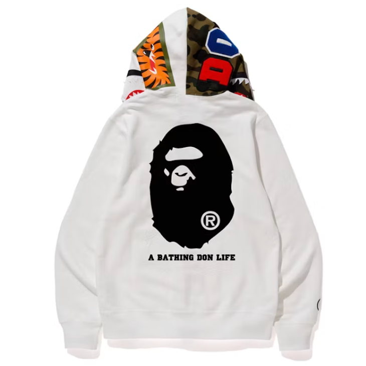 BAPE x Big Sean Shark Full Zip Hoodie White