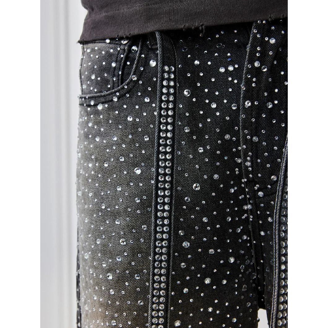 Birth of Royal Child3D Printing Washed 20k Swarovski Diamond Boro Denim Black