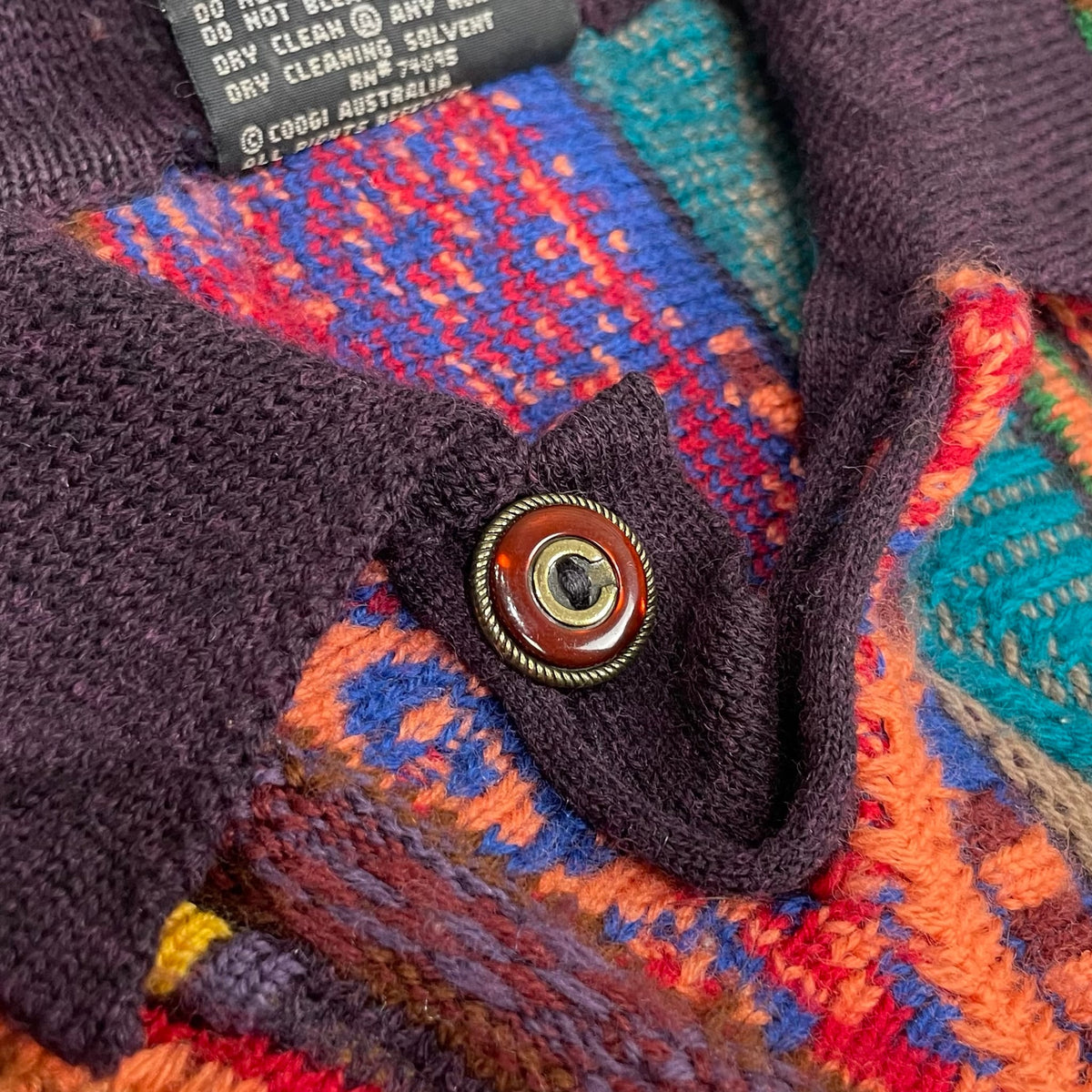 90's Coogi 3D Knit Sweater w/Collar Multicolor