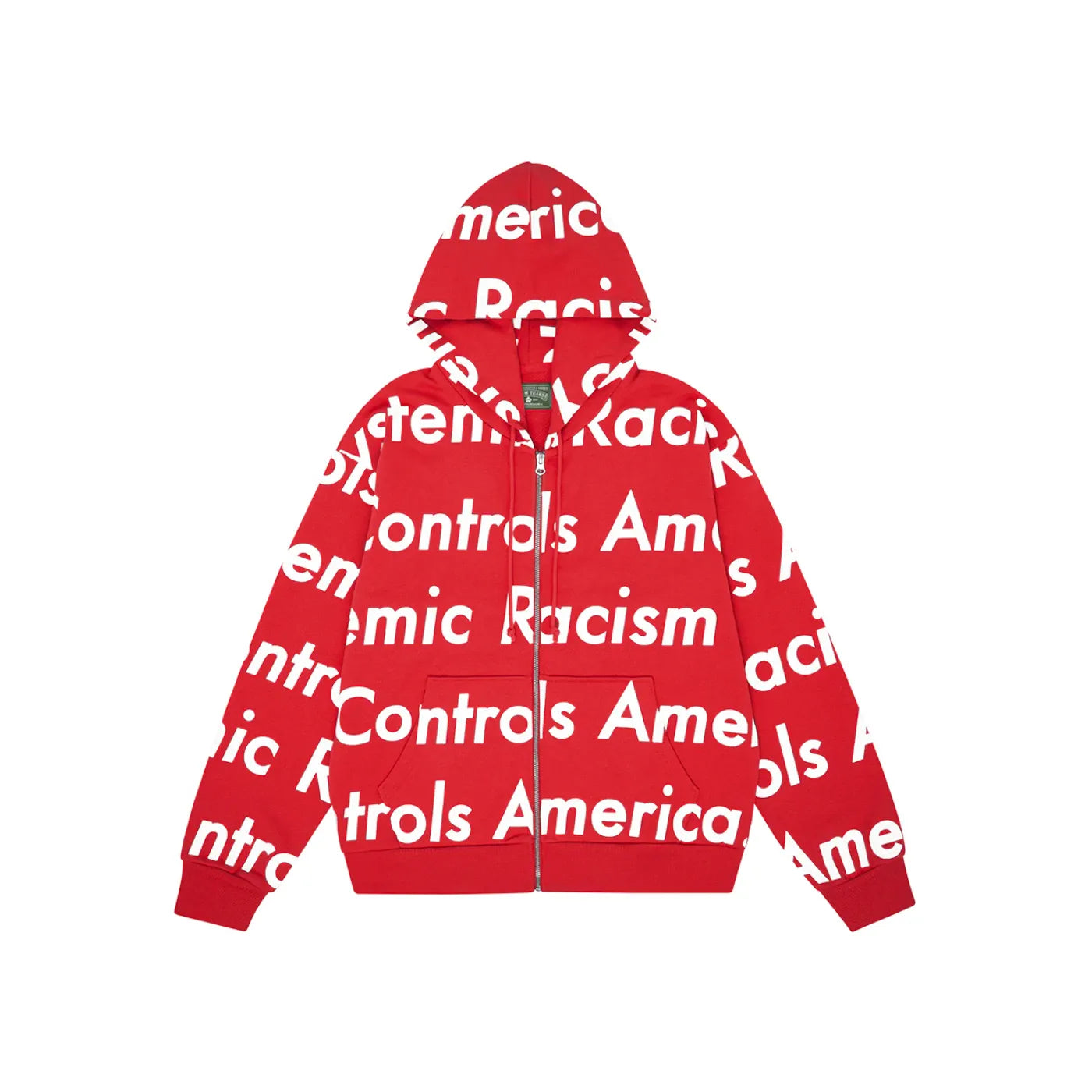 Denim Tears x Arthur Jafa Systemic Racism Controls America Zip Up Hoodie Red