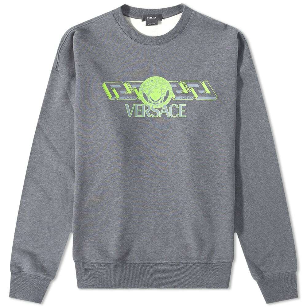 Versace Greek Band Logo Crew Sweat in Dark Grey Melange
