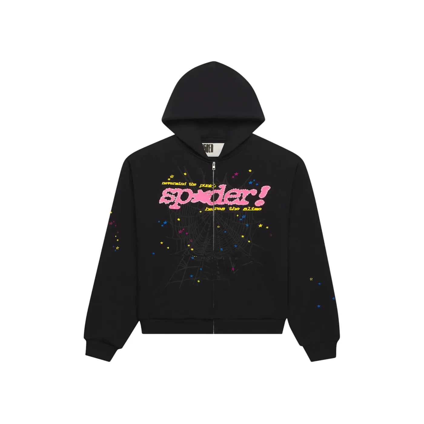Sp5der Punk V2 Zip Up Hoodie Black