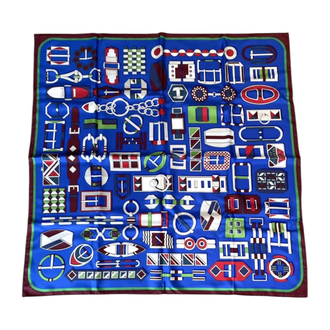 HERMES Carré en Boucles Scarf 90 Blue