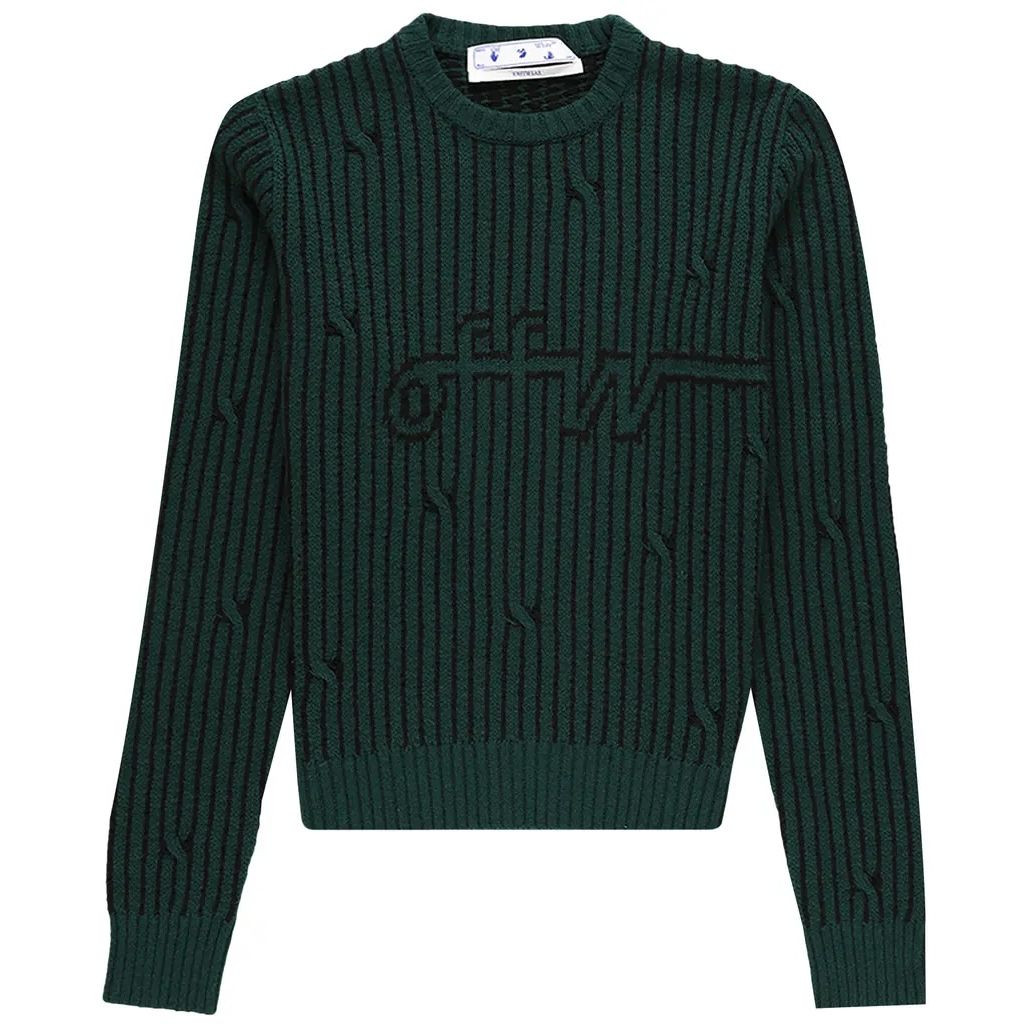 Off-White Cabled Sweater Dark Green
