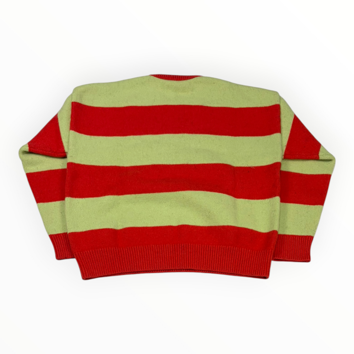 Acne Studios Face Wool Striped Knit Sweater Light Green/Red