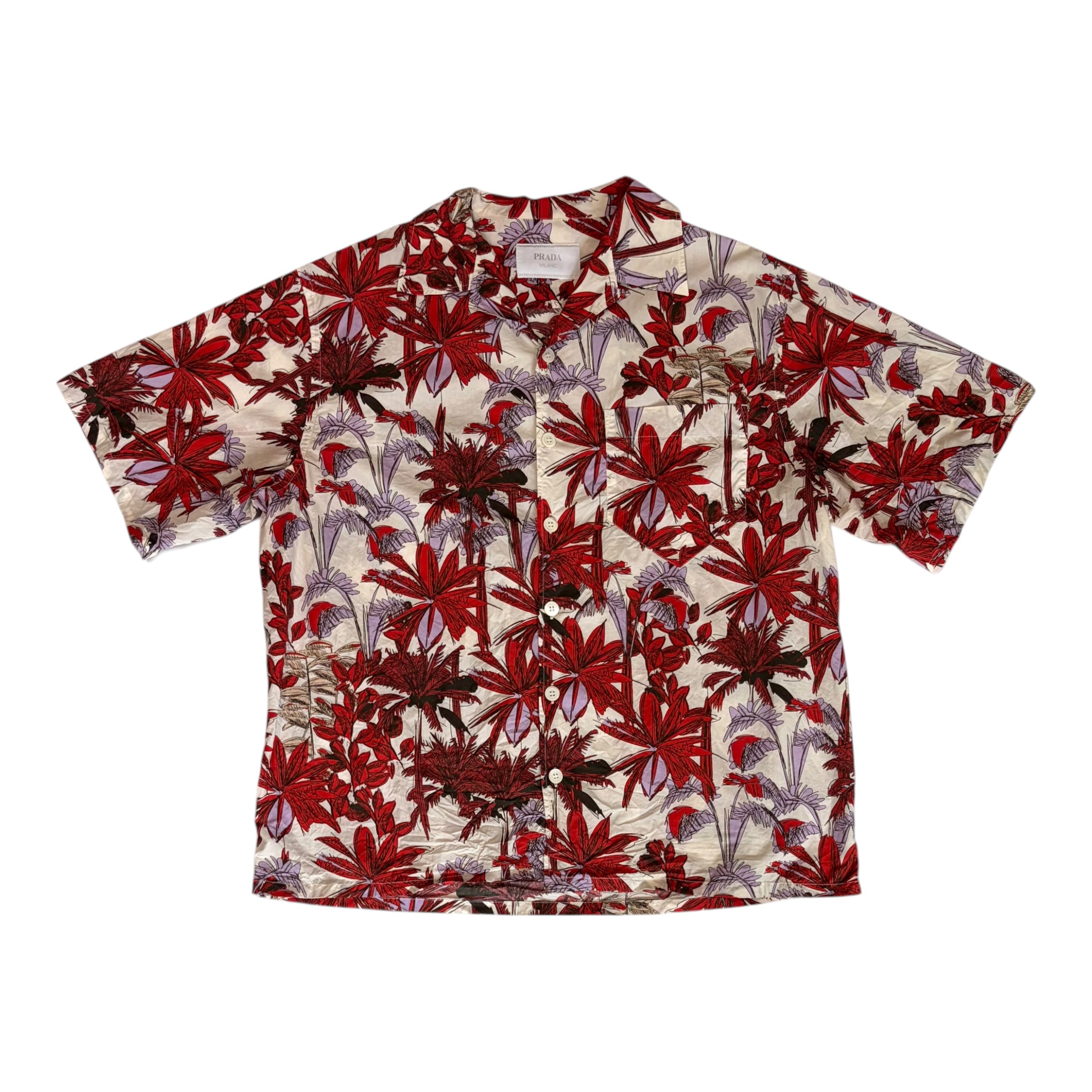 Prada Palms Pattern Shirt Red
