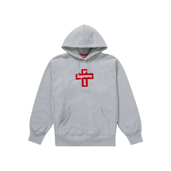 Supreme Cross Box Logo Hooded Sweatshirt Heather Grey