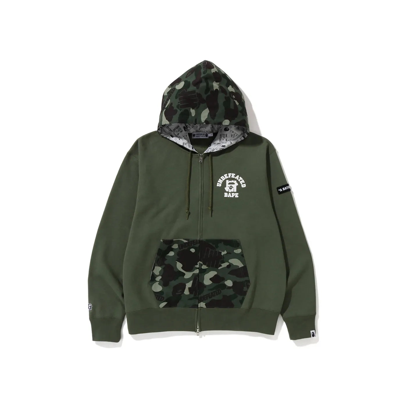 BAPE x Undefeated Color Camo Relaxed Zip Hoodie Green
