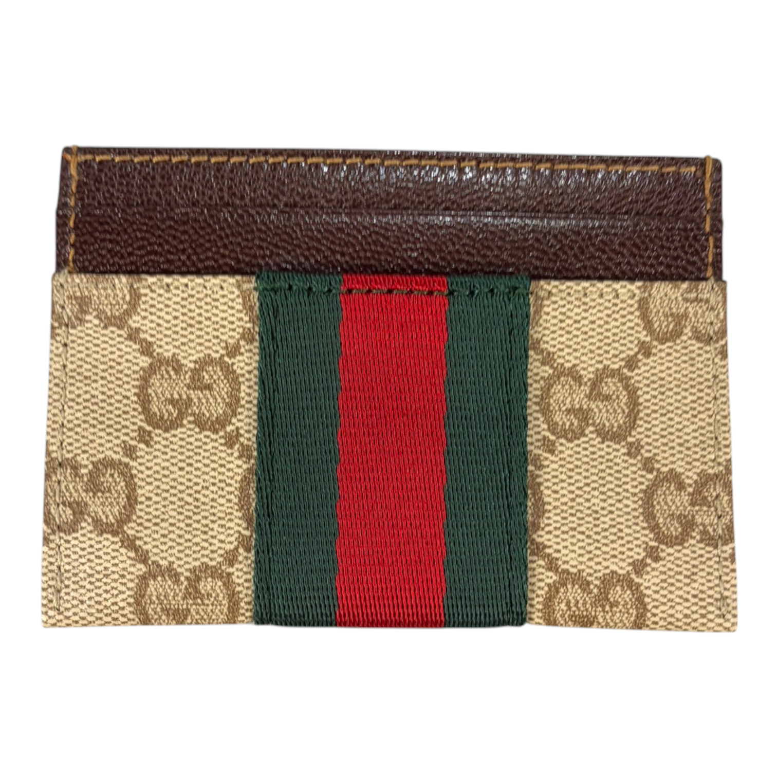 Gucci Card Case with Web Beige