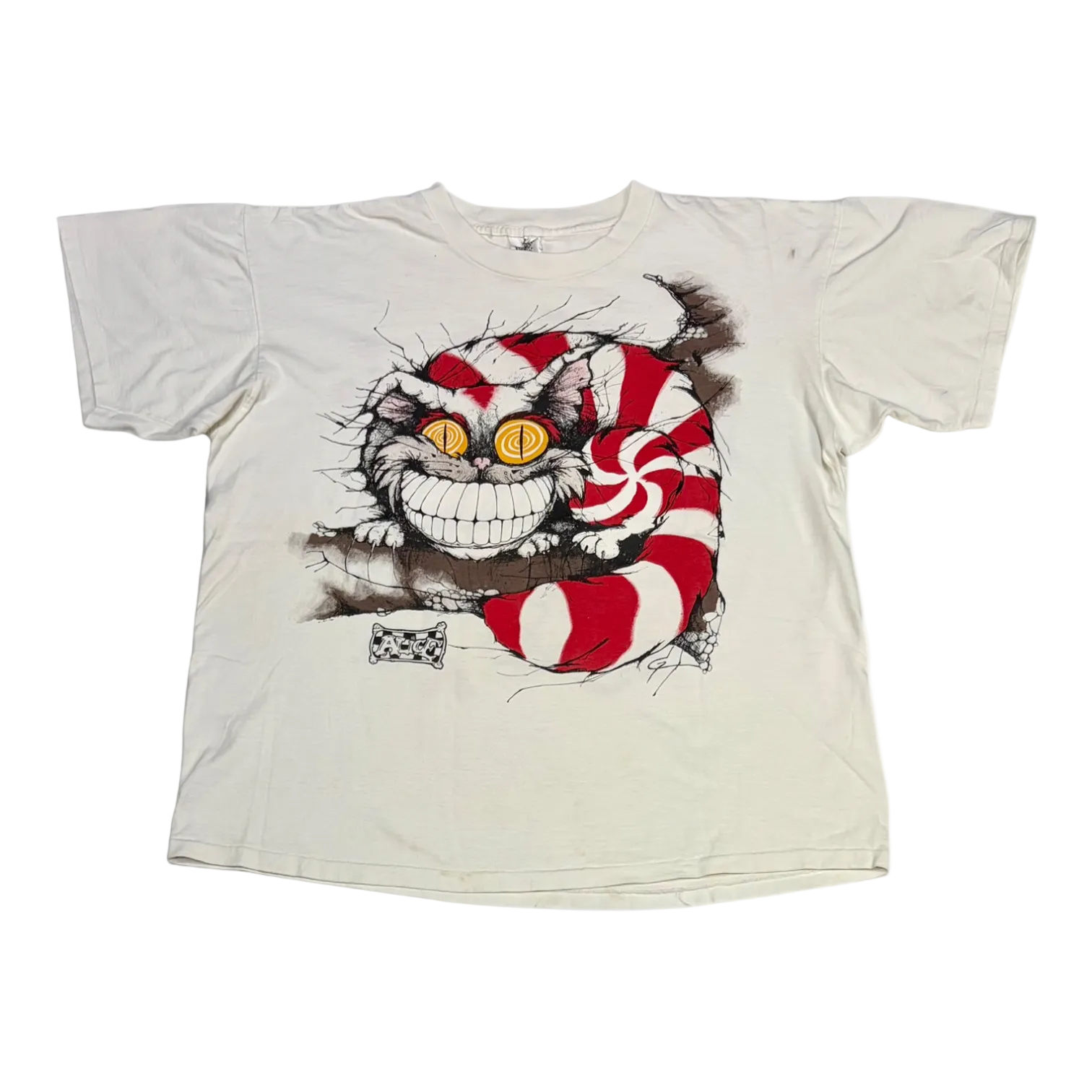90's Alice in Wonderland Chesire Cat Tee White