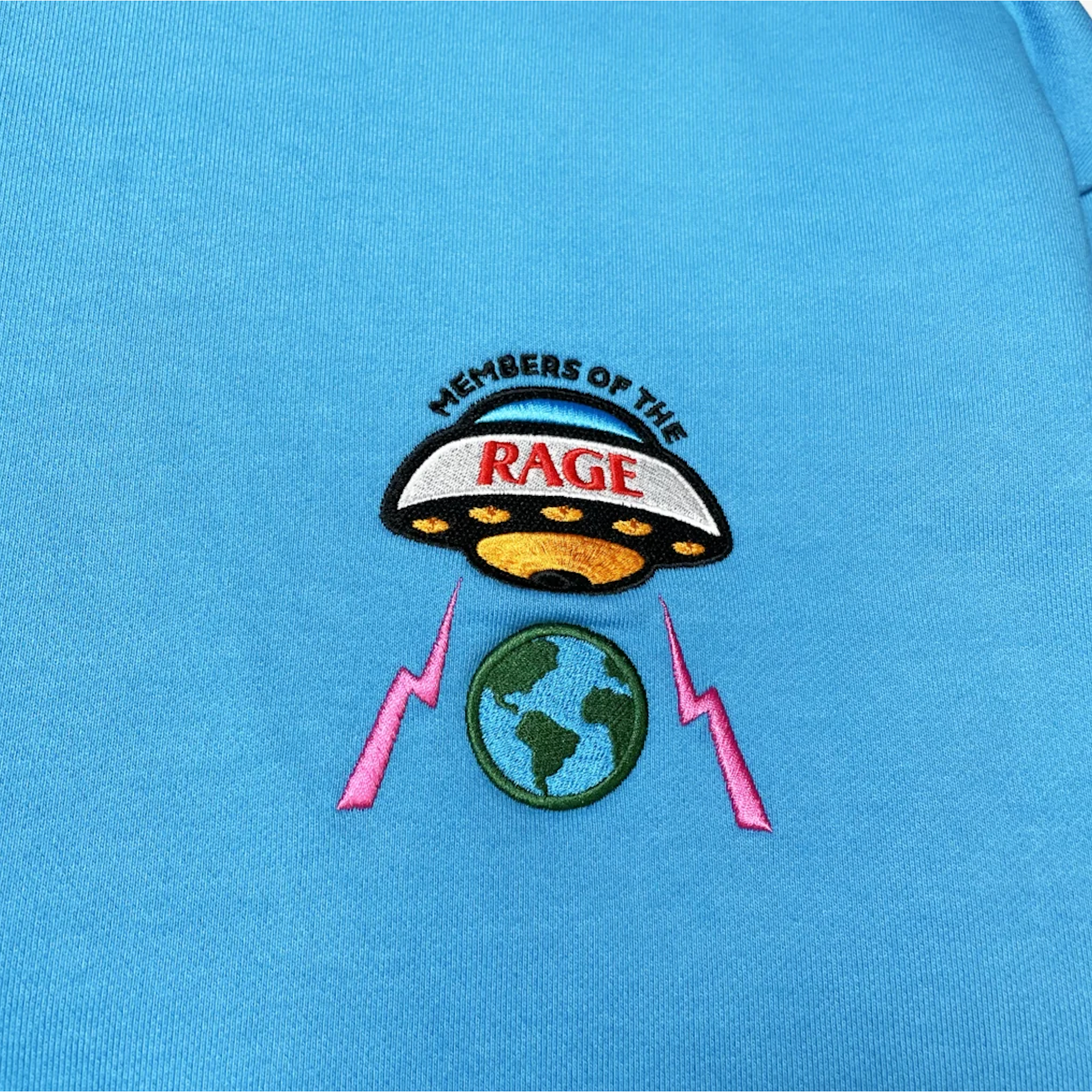 Members of The Rage Distressed Small Logo Crewneck Turquoise