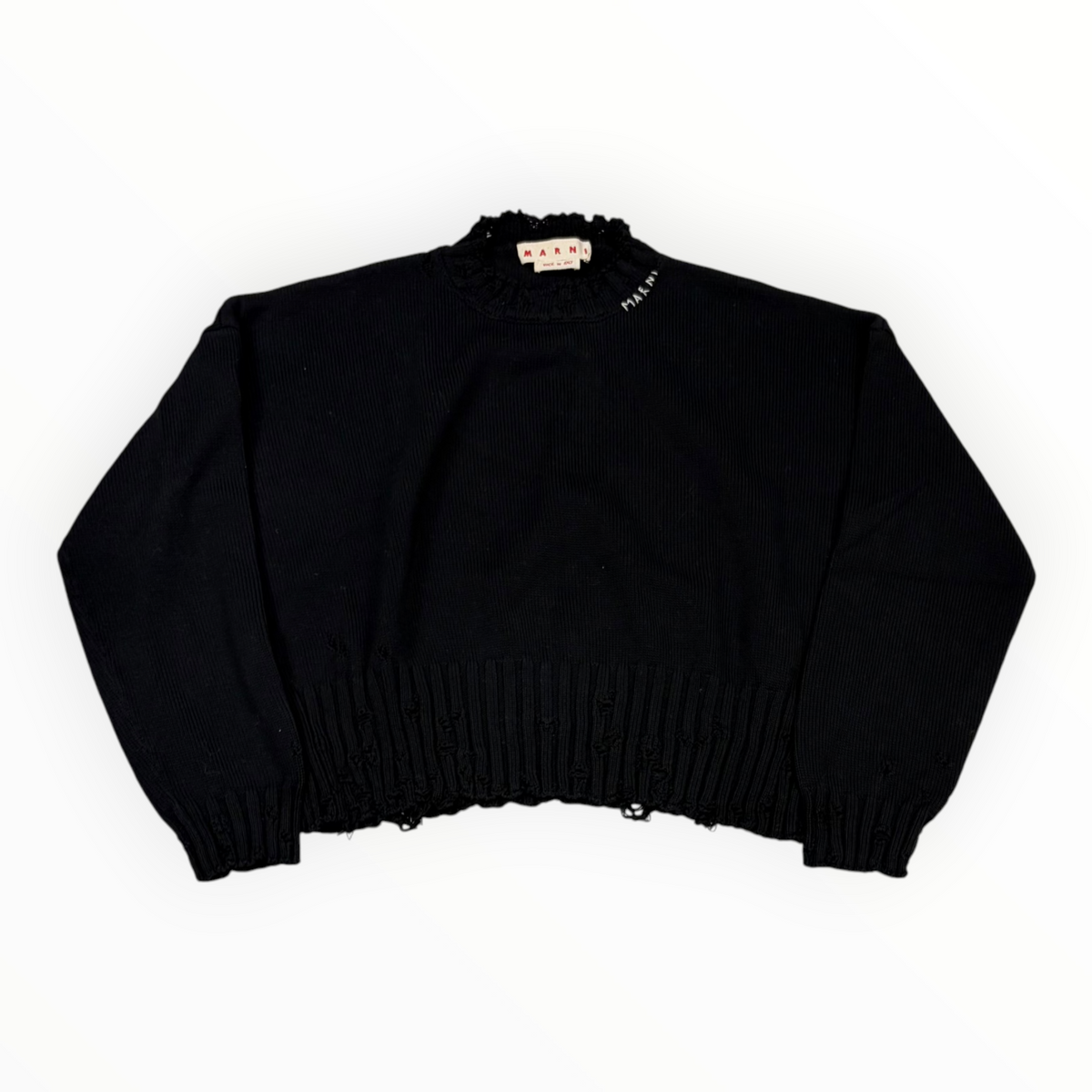 Marni Twisted Crewneck Sweater Black