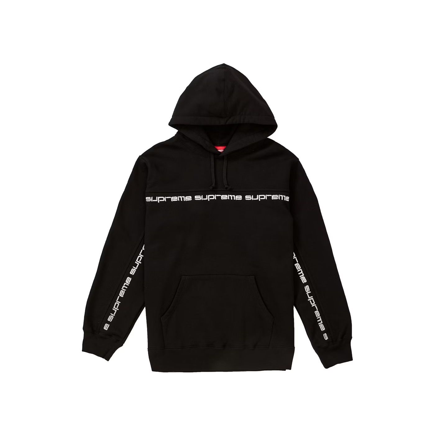 Supreme Text Stripe Zip Up Hooded Sweatshirt Black