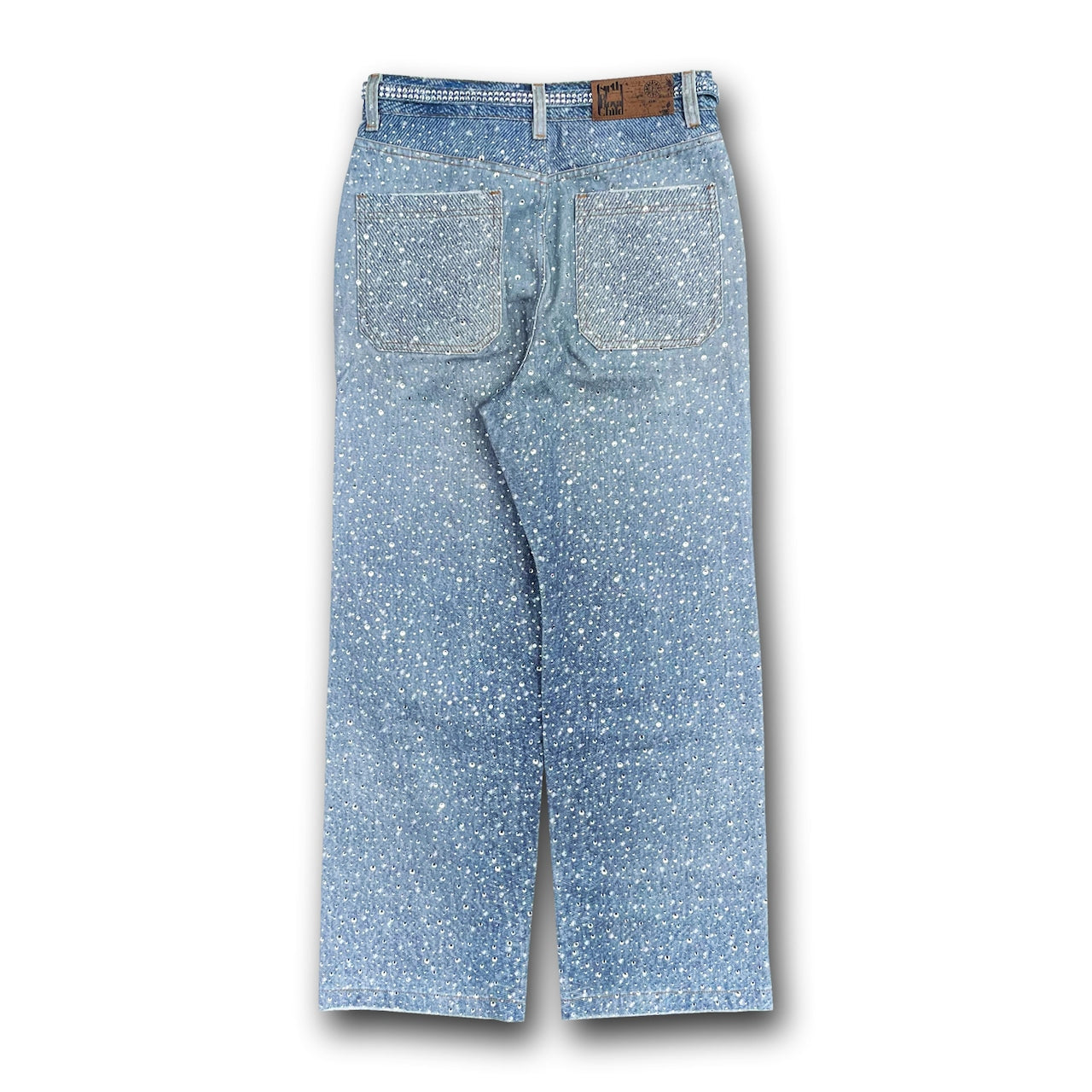 Birth of Royal Child 3D Printing Washed 20k Swarovski Diamond Boro Denim Blue