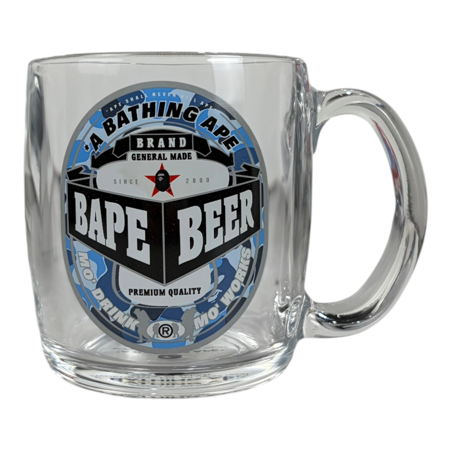 BAPE A Bathing Ape Glass Beer Mug Blue