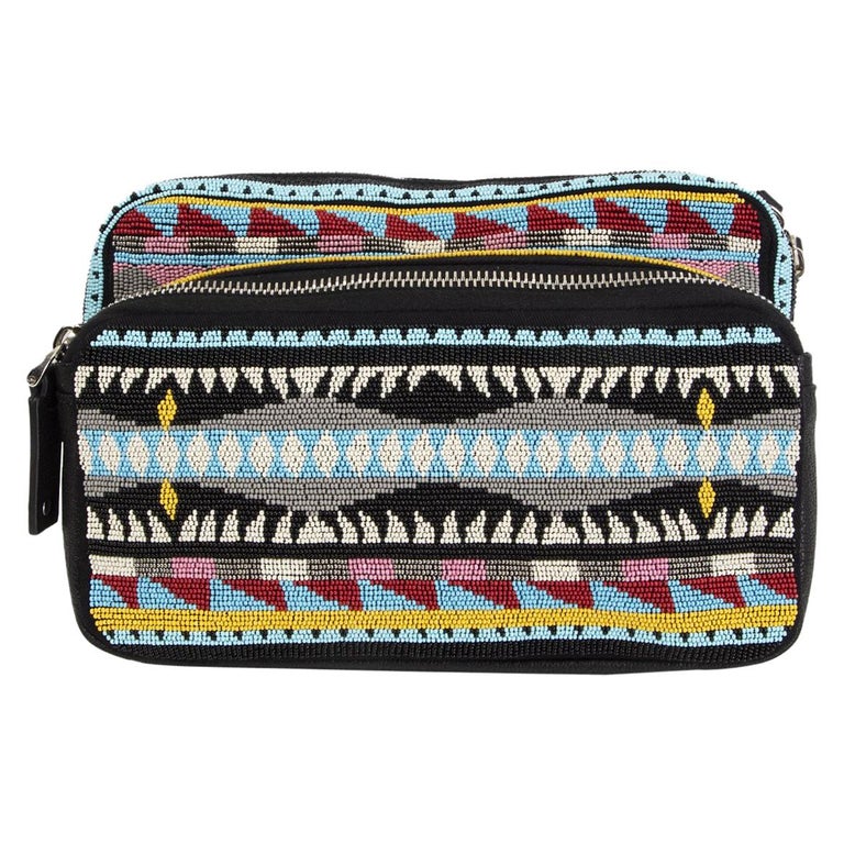 VALENTINO Beaded Hip Pack Belt Bag Black/Multicolor